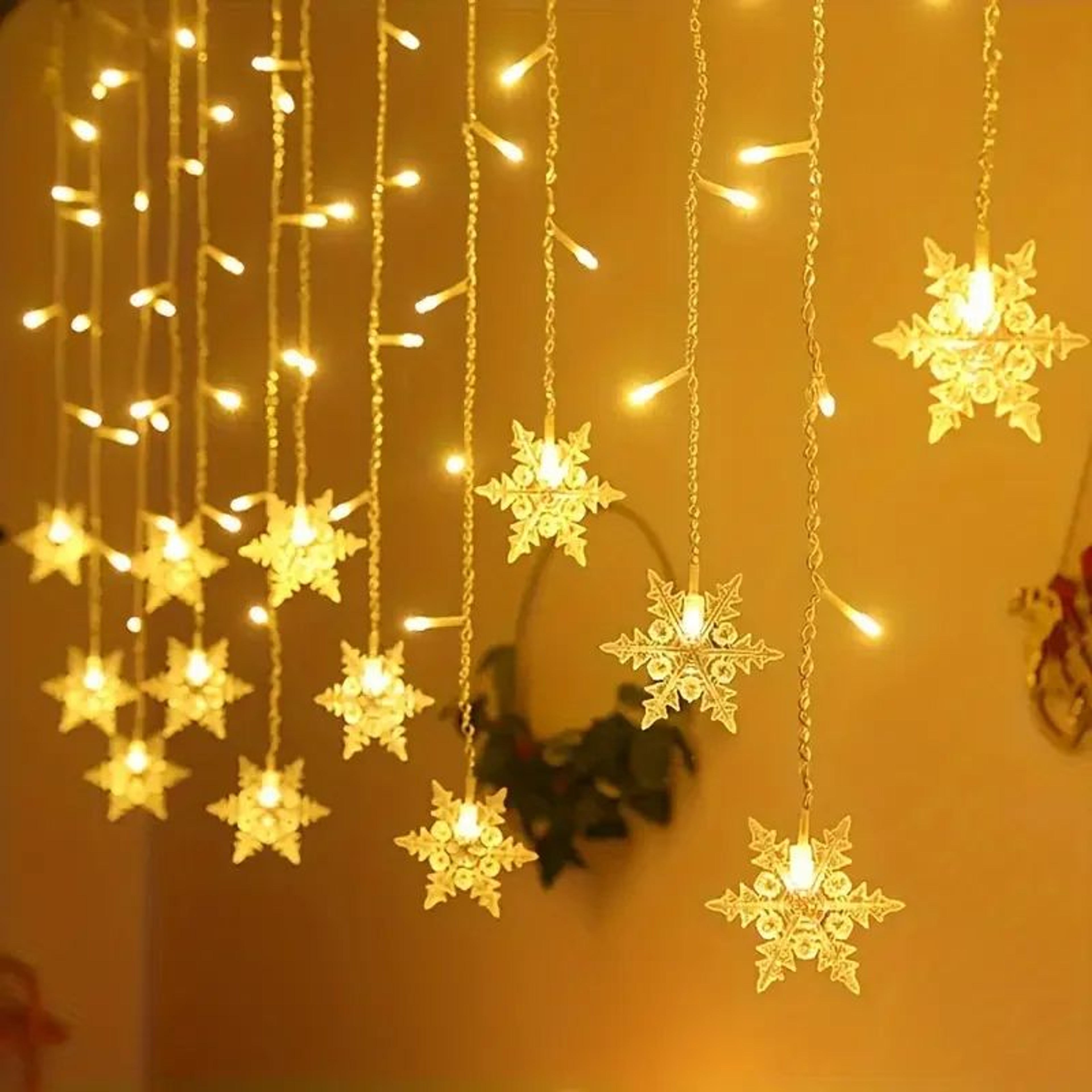 LED Snowflake Curtain String Lights  Festive 220V Hanging Christmas Lights For Windows Eaves Weddin 0
