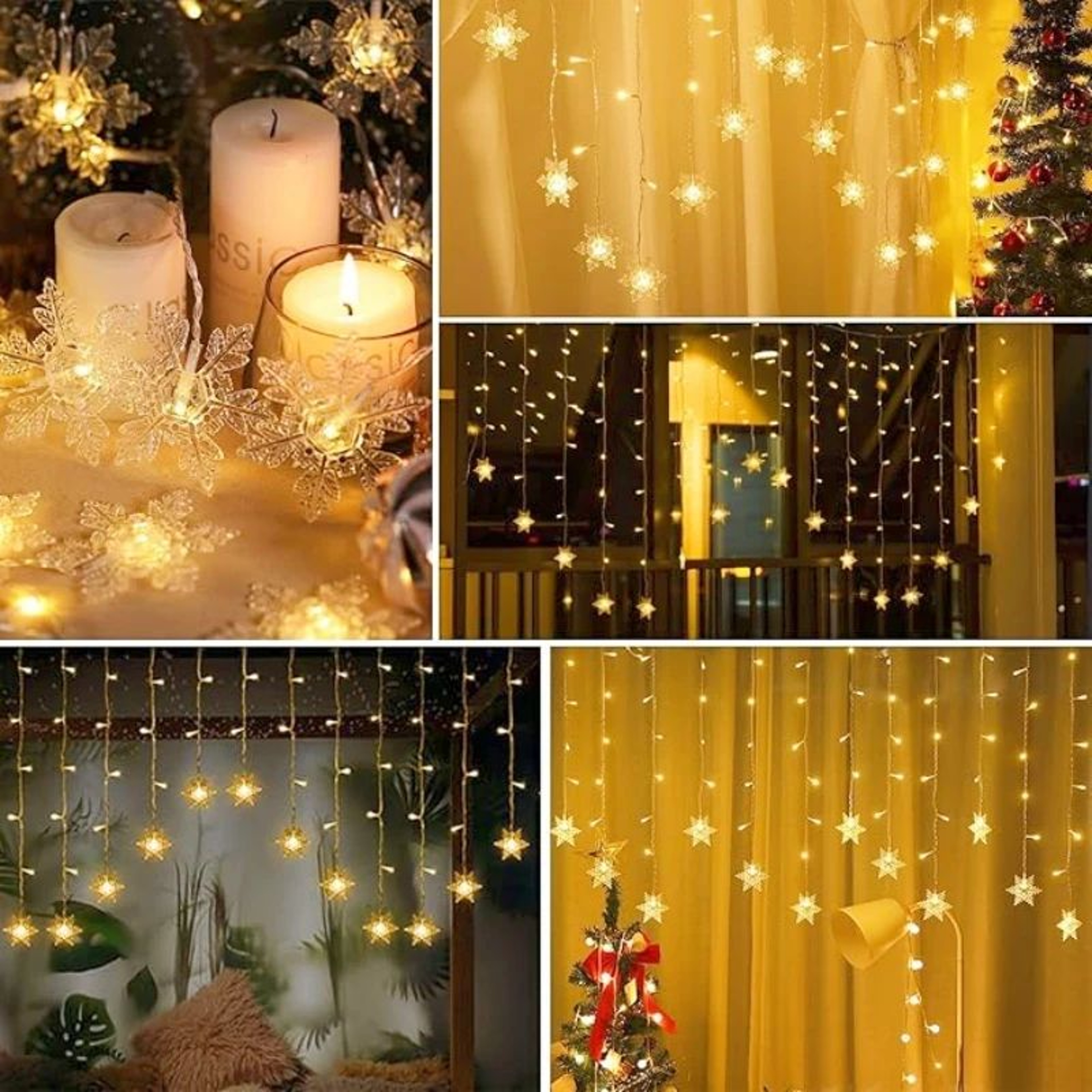 LED Snowflake Curtain String Lights  Festive 220V Hanging Christmas Lights For Windows Eaves Weddin 2