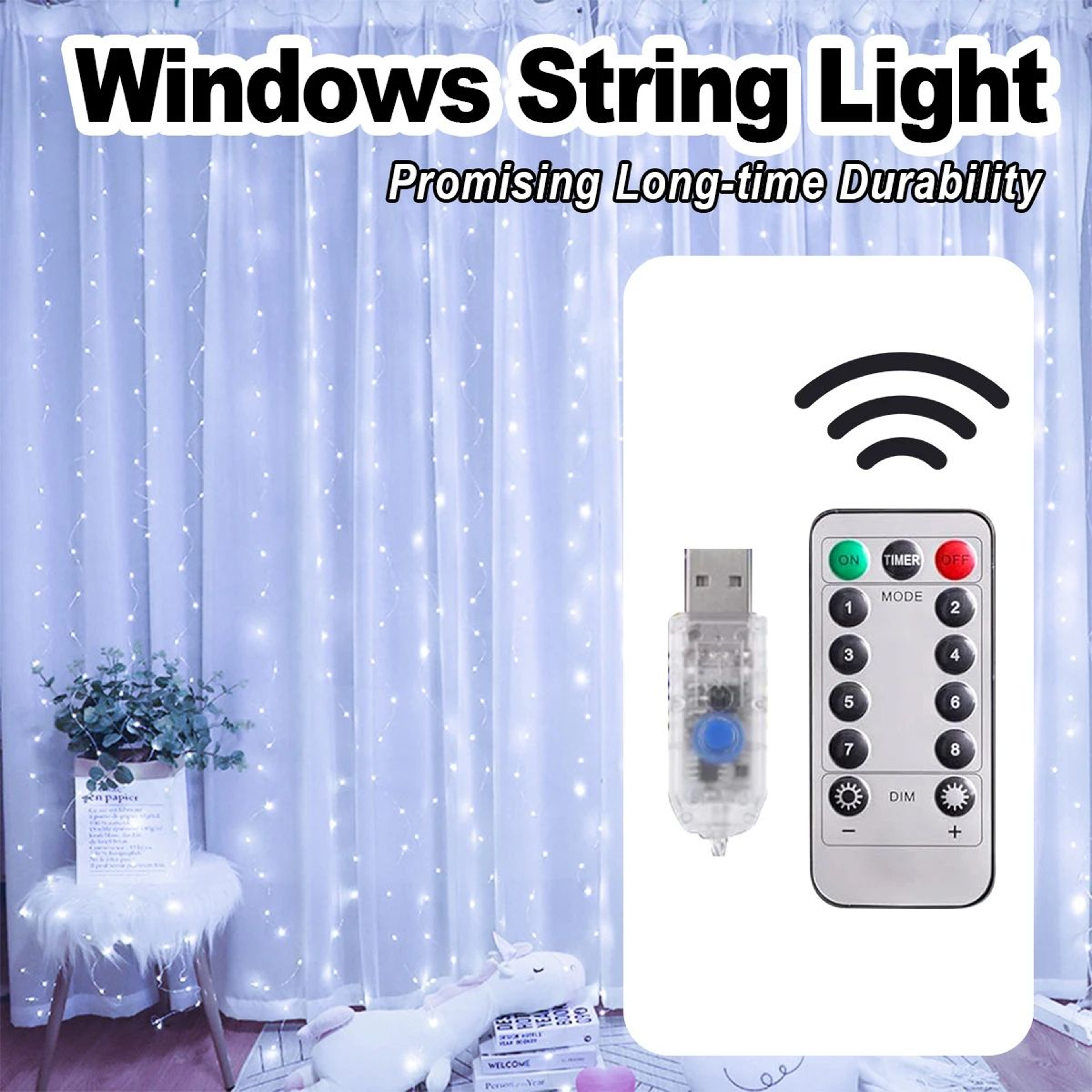 300 LED Window Curtain String Lights  98 X 98 Ft USB Plug In Fairy Lights With Remote  8 Lighting M 1