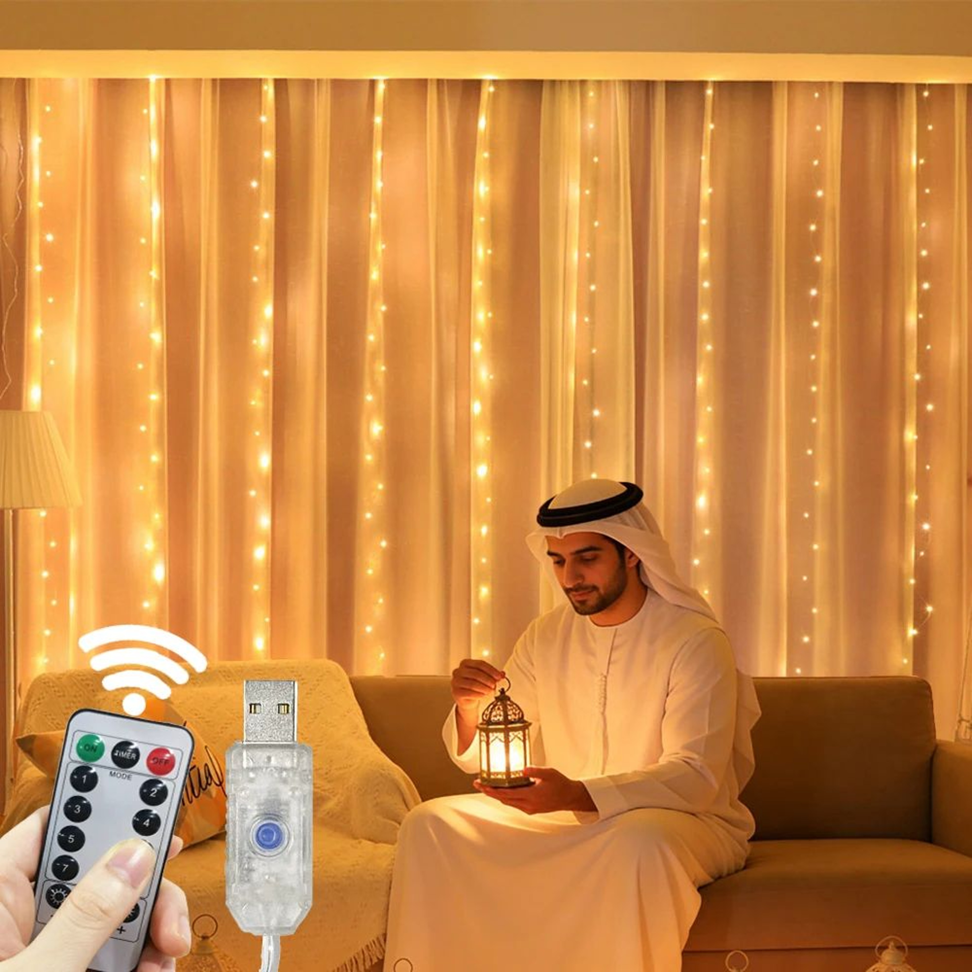 USB LED Curtain String Lights  Remote Control 8 Mode Festoon Garland For Wedding Bedroom Ramadan Ei 1
