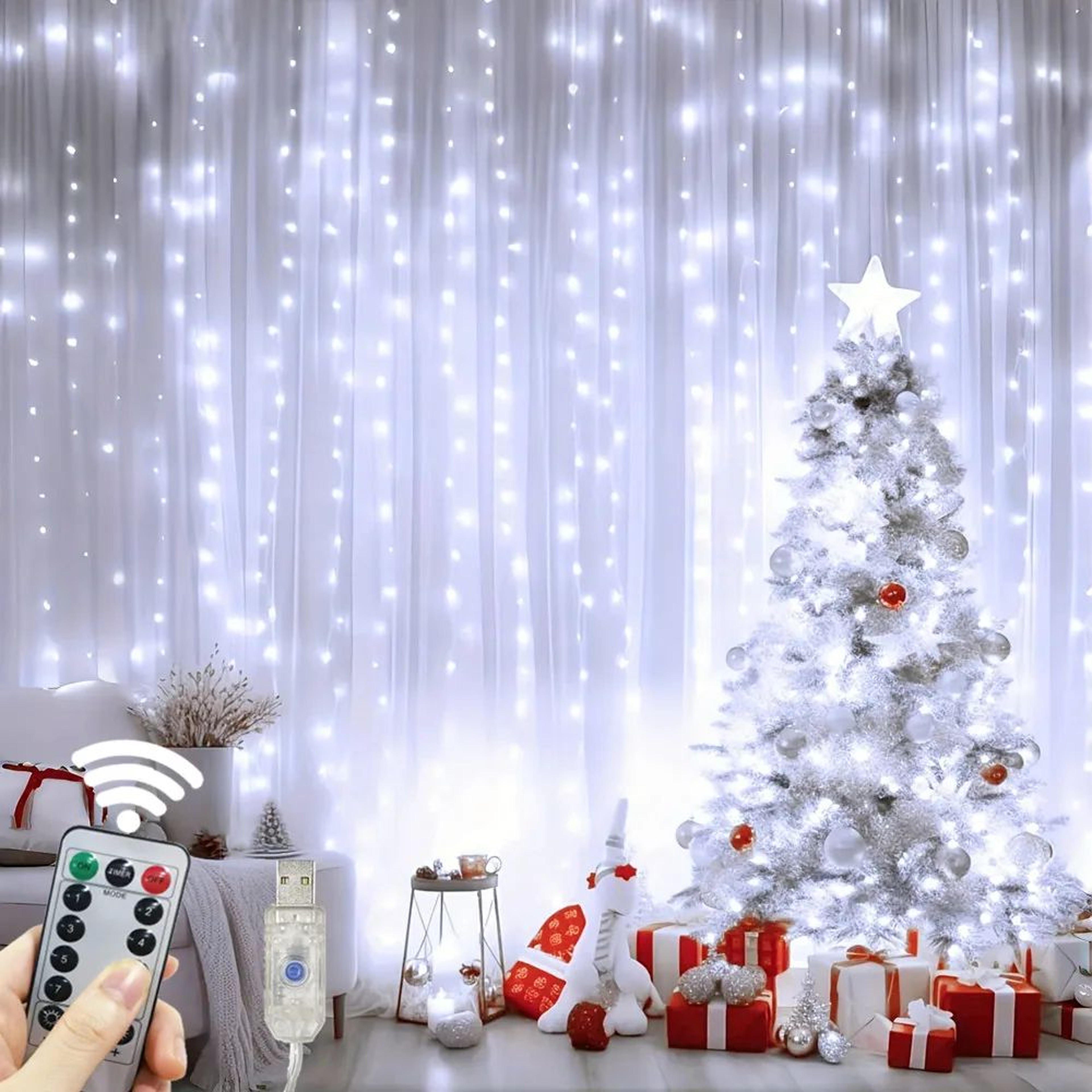 LED Curtain String Lights  USB Powered Fairy Garland With Remote 8 Modes For Bedroom Wedding Christ 0