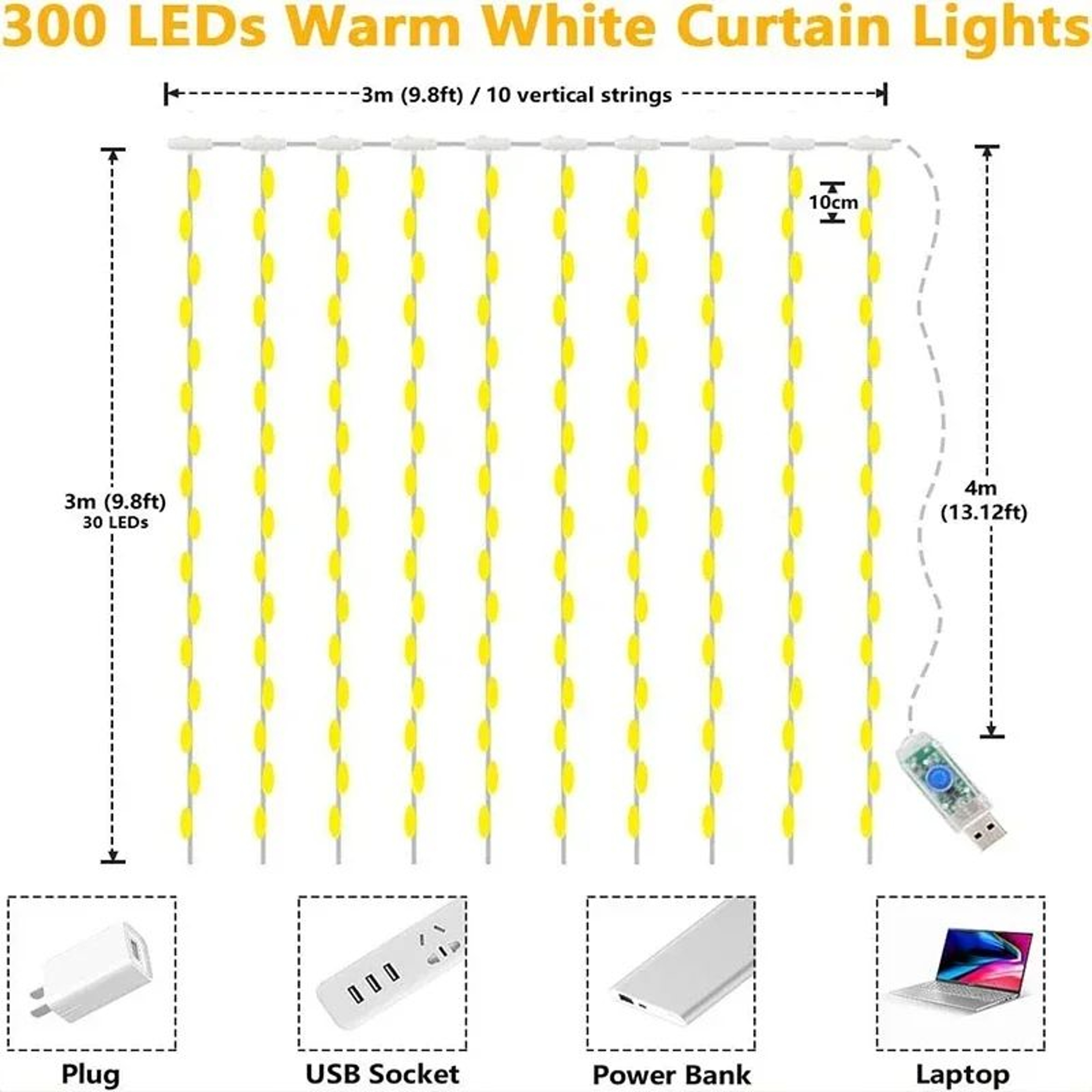 USB LED Curtain String Lights  Waterproof 8 Mode Fairy Garland With Remote Timer For Christmas Bedr 5