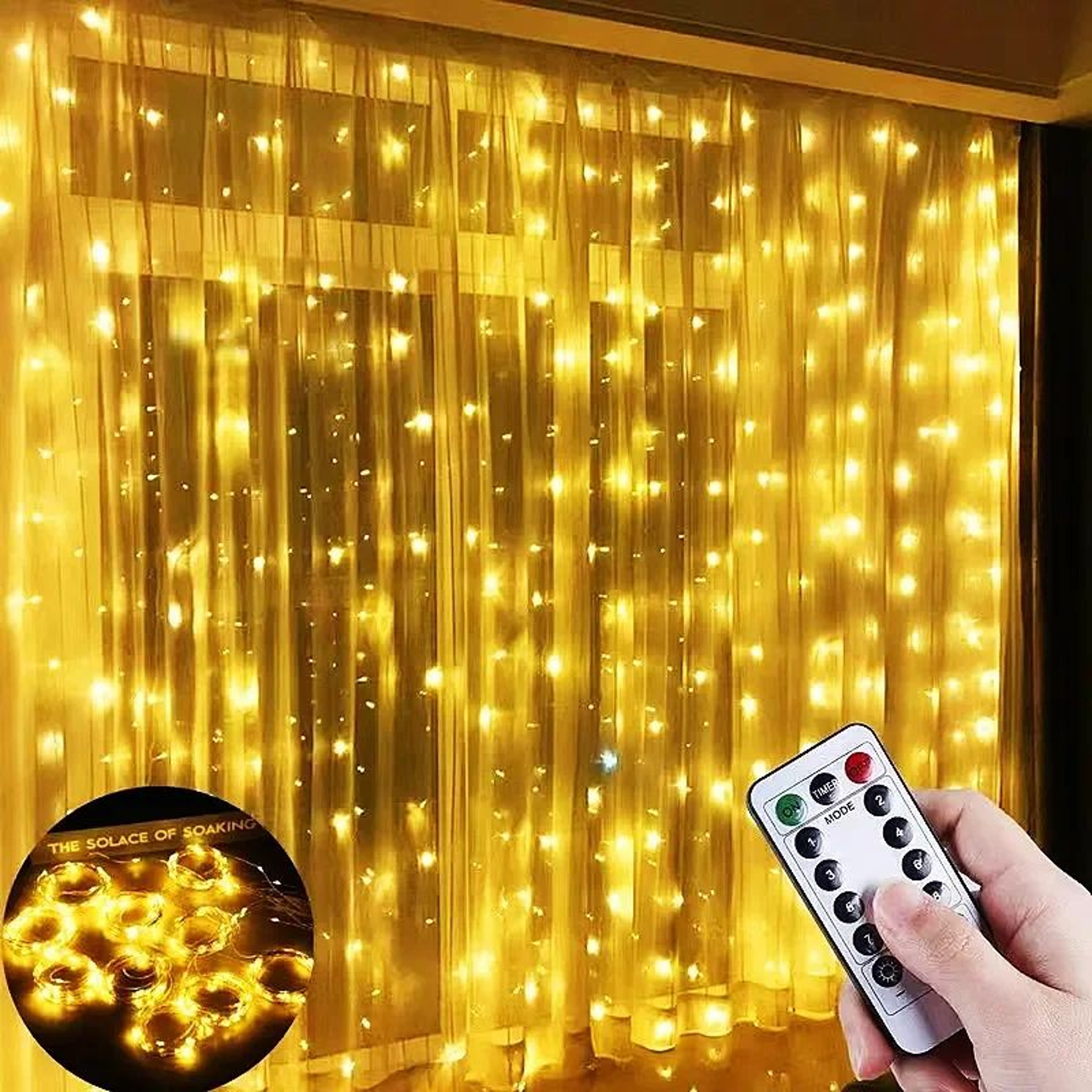 10 Ft LED Curtain String Lights  USB Remote Fairy Waterfall Lights With 8 Modes For Weddings Christ 7
