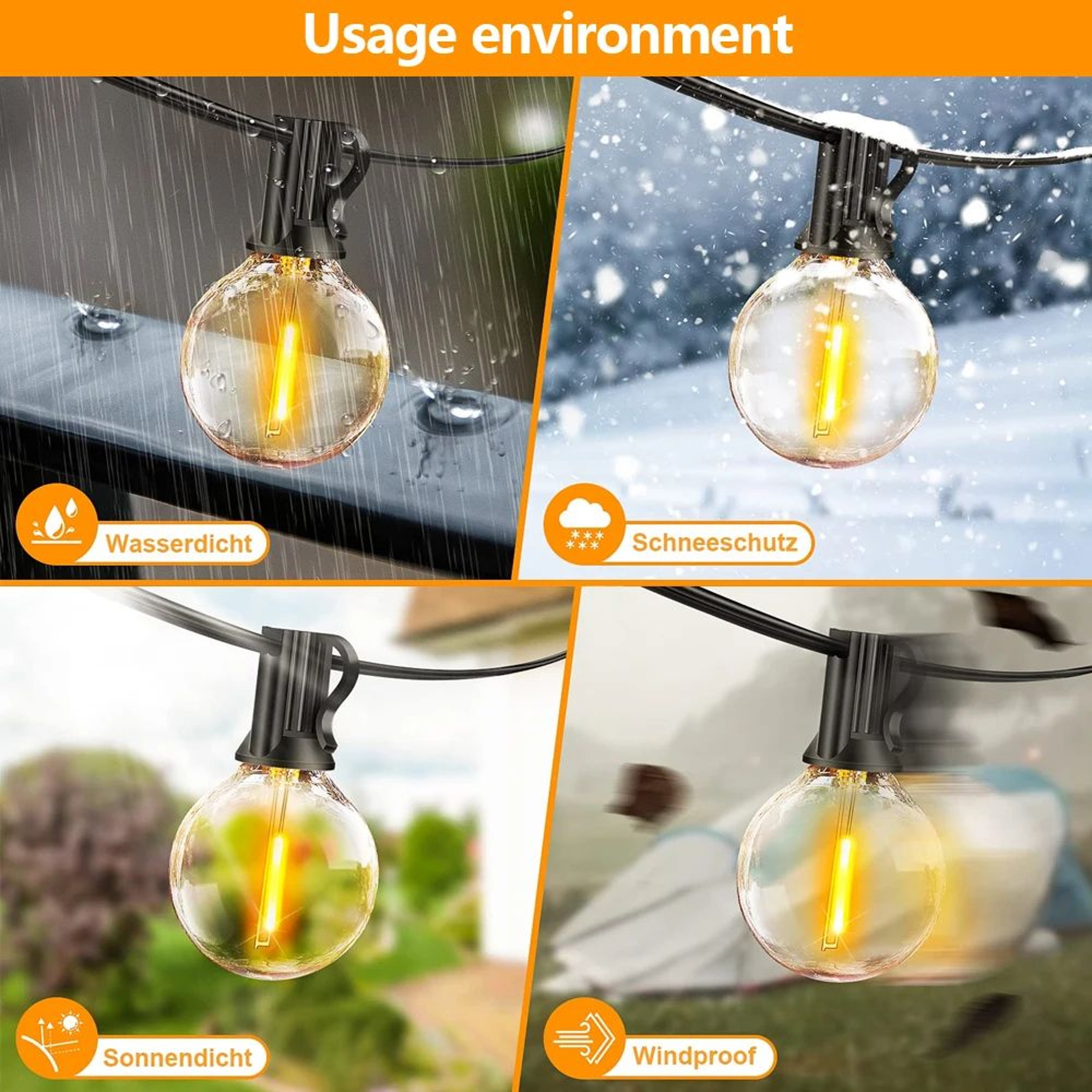 Outdoor G40 LED String Lights  Waterproof Shatterproof Warm White Globe Bulbs For Patio Garden Part 4
