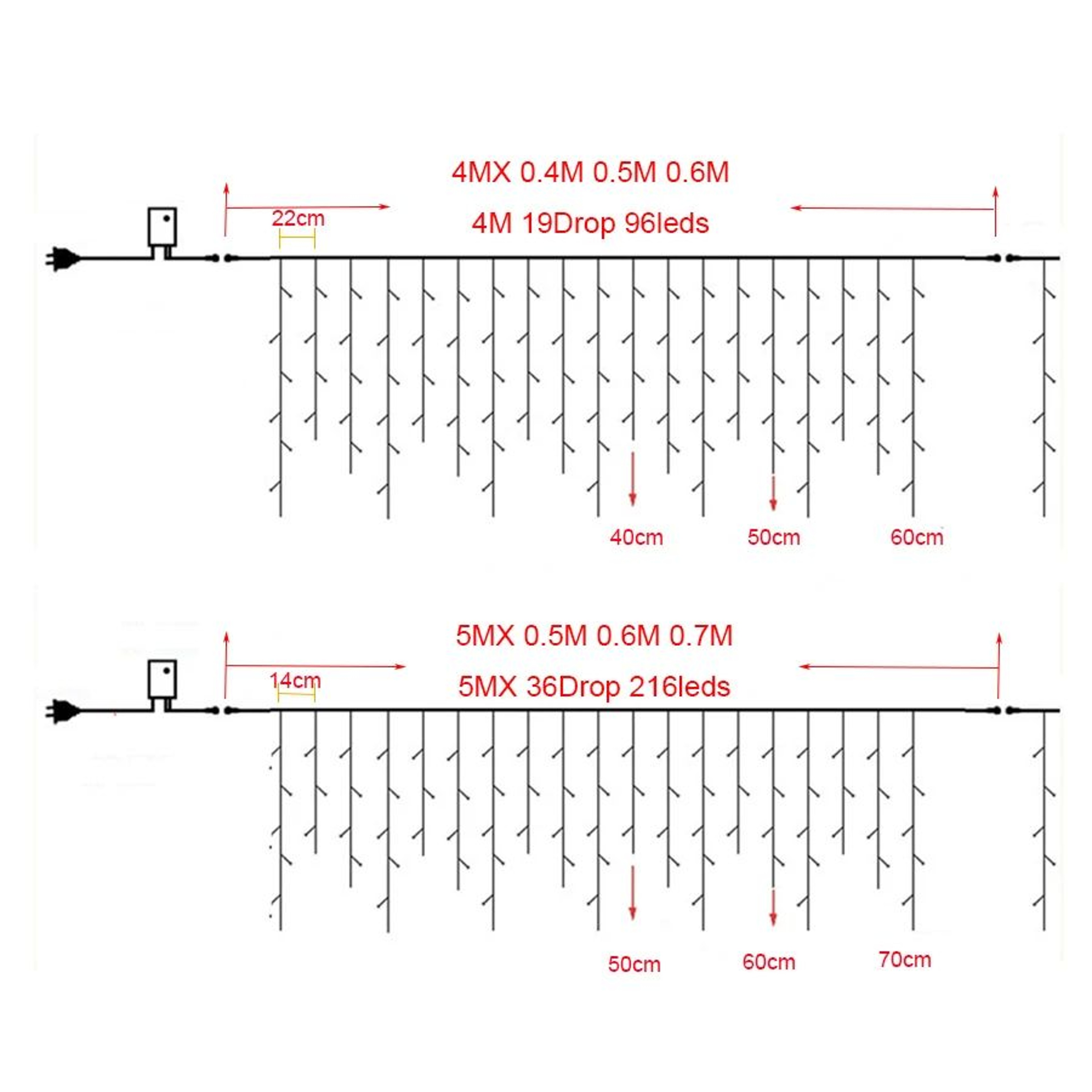 Outdoor LED Icicle Curtain Lights  Connectable Waterproof Christmas Garland With 8 Lighting Modes F 4