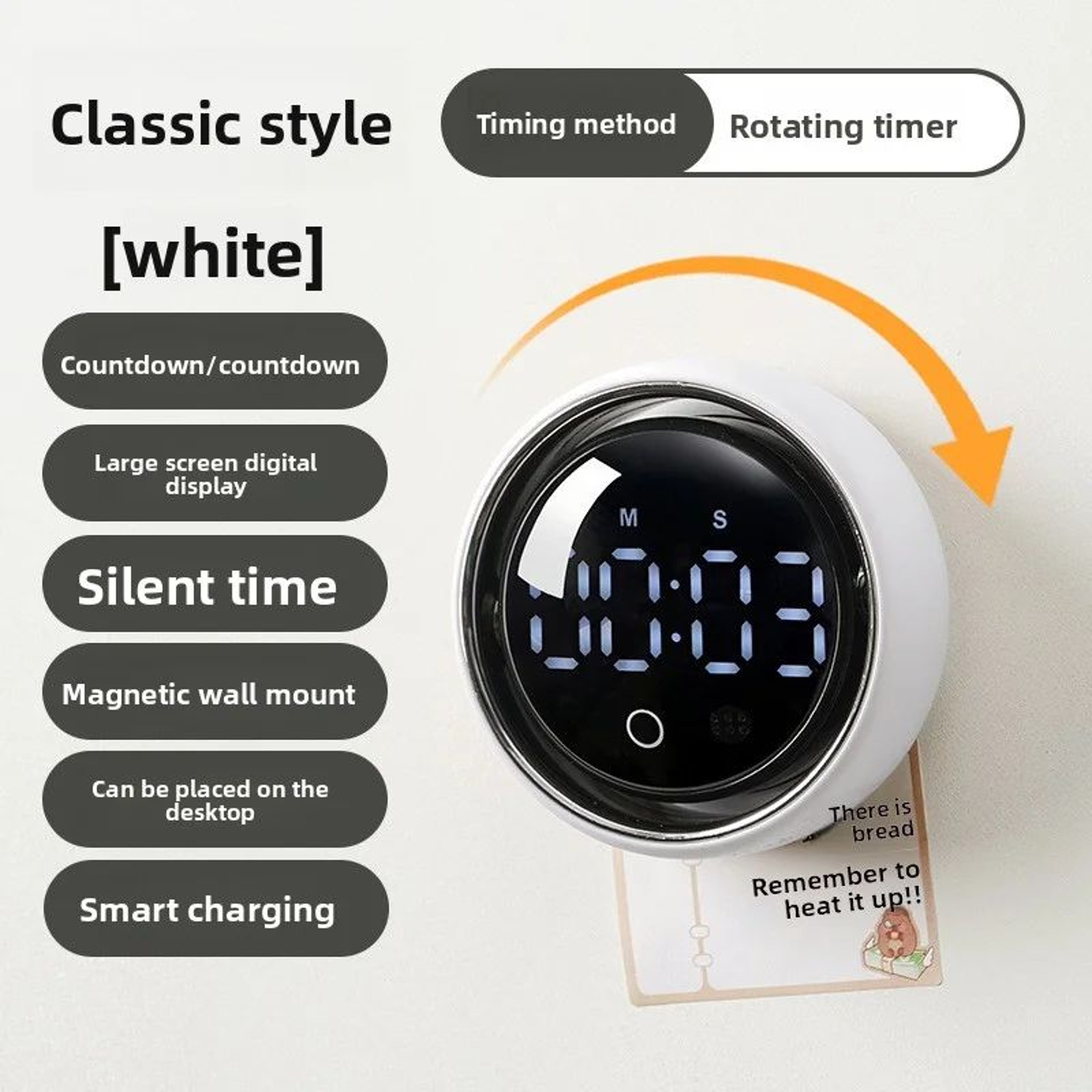 Smart Voice Magnetic Kitchen Timer  Digital Countdown Alarm Clock With English Voice Timing Reminde 7