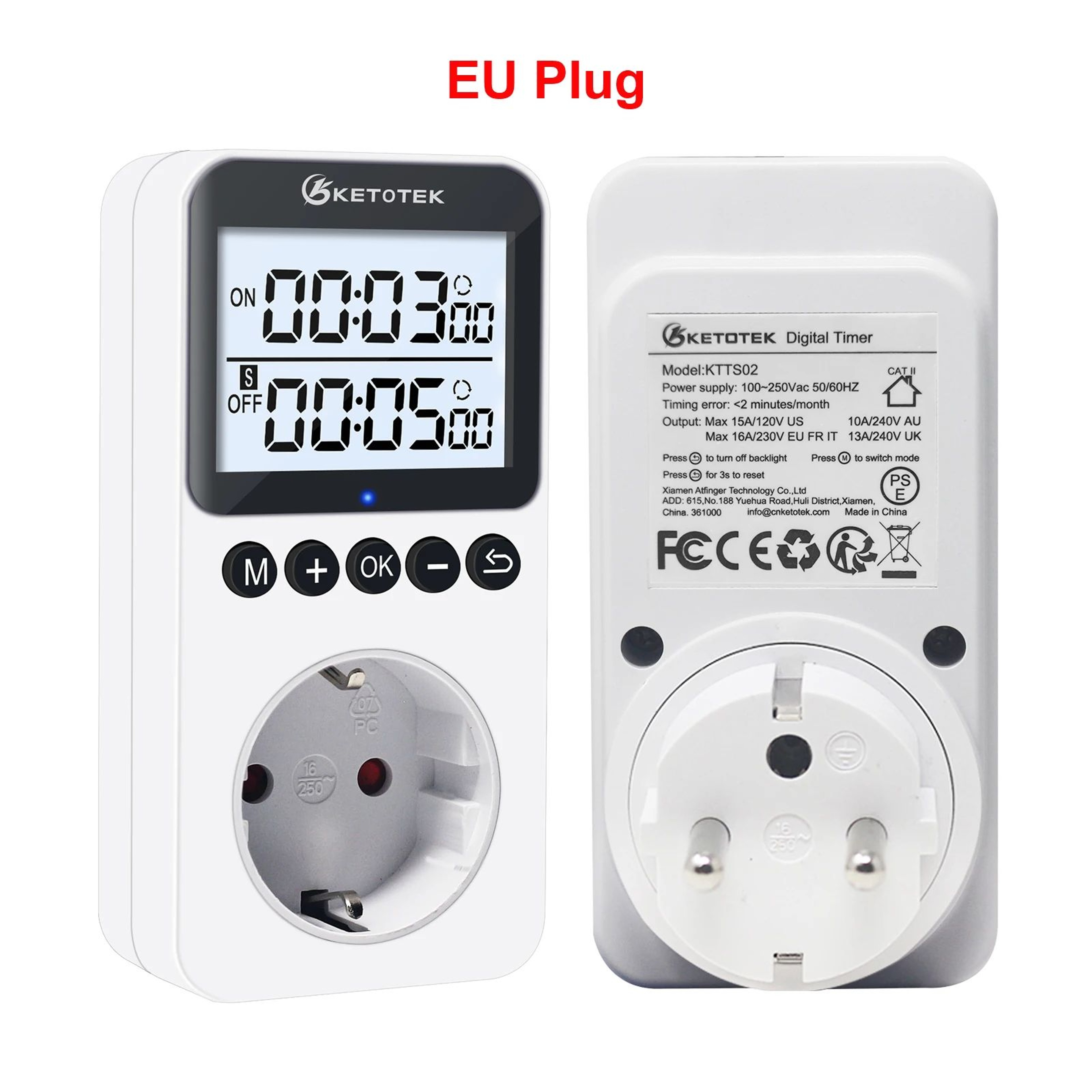 Digital Timer Outlet Socket  Programmable Countdown Plug Switch With 3 Timing Modes For Appliances  6