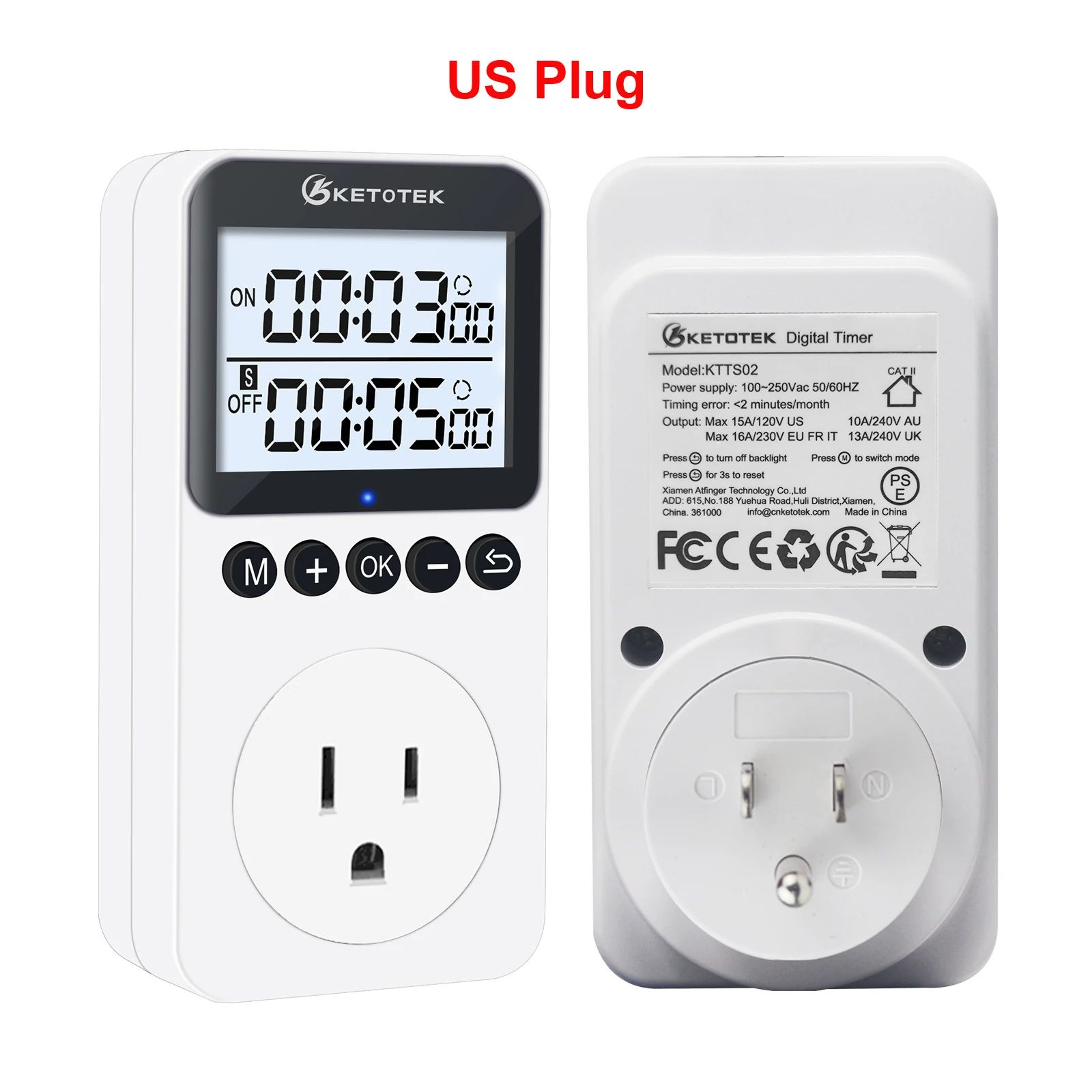 Digital Timer Outlet Socket  Programmable Countdown Plug Switch With 3 Timing Modes For Appliances  8