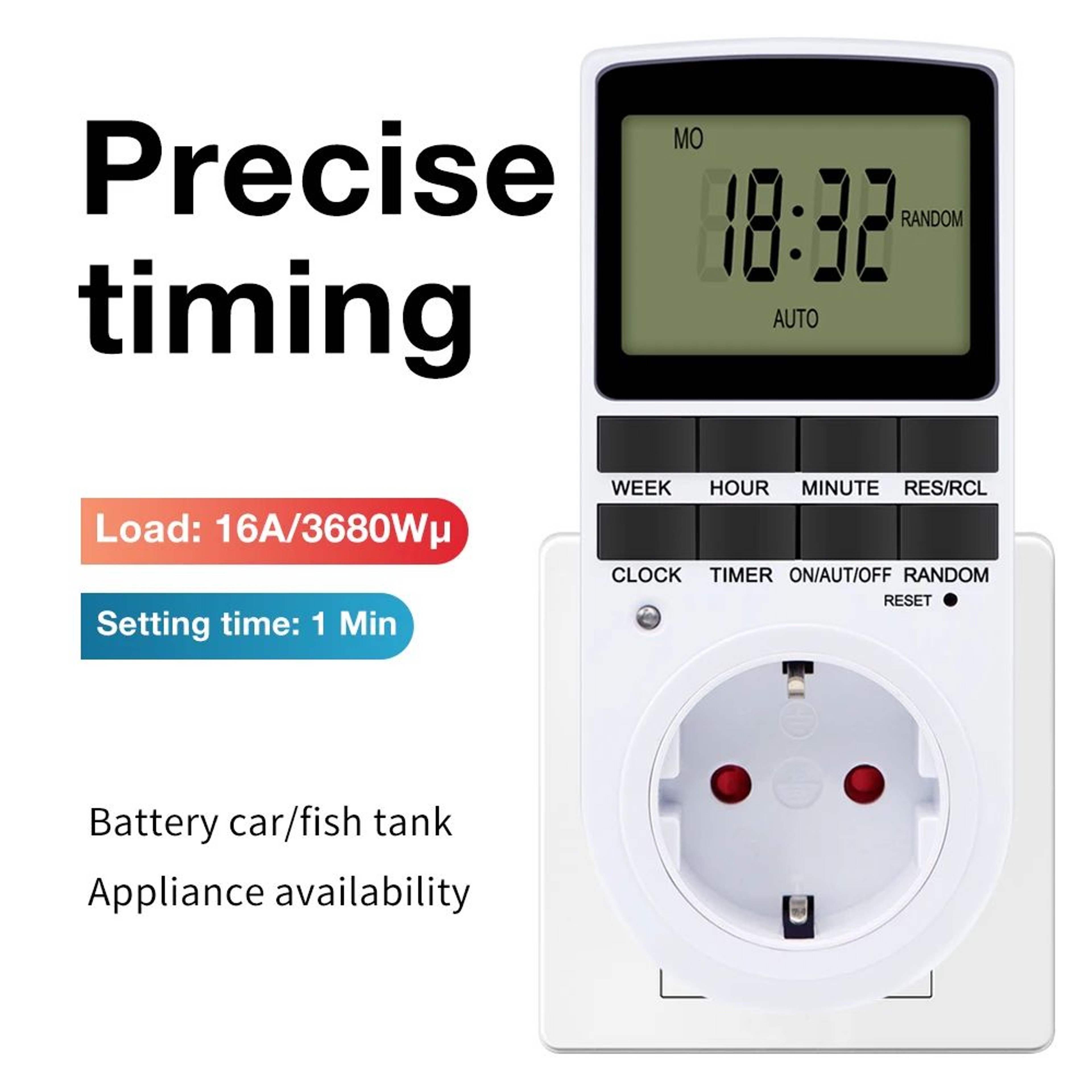 24 Hour Programmable Digital Timer Switch  10 Program Automatic Plug In Outlet Socket With Weekly S 0