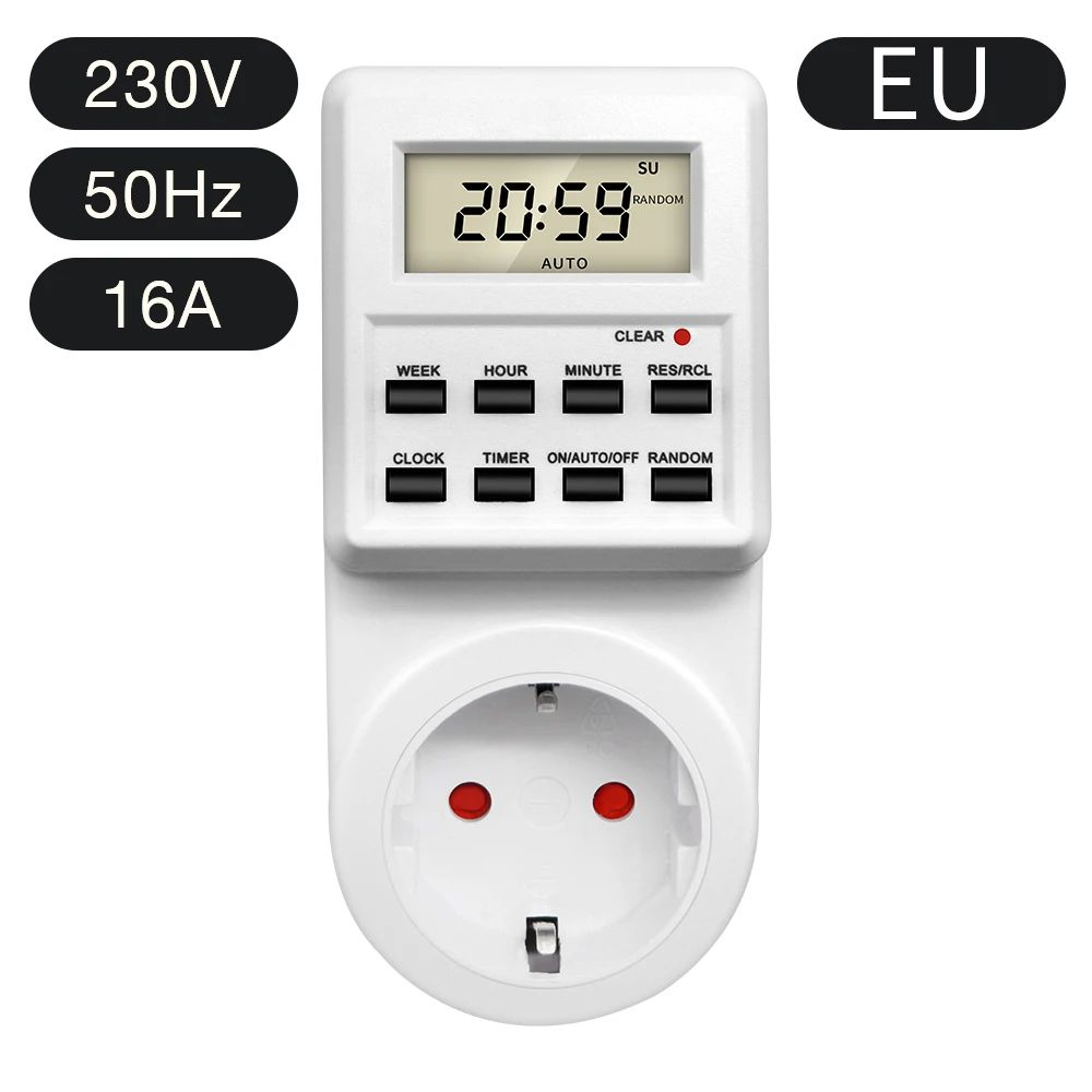 Digital Electronic Timer Switch Socket  24 Hour Programmable Outlet Plug With 10 ONOFF Programs LCD 13