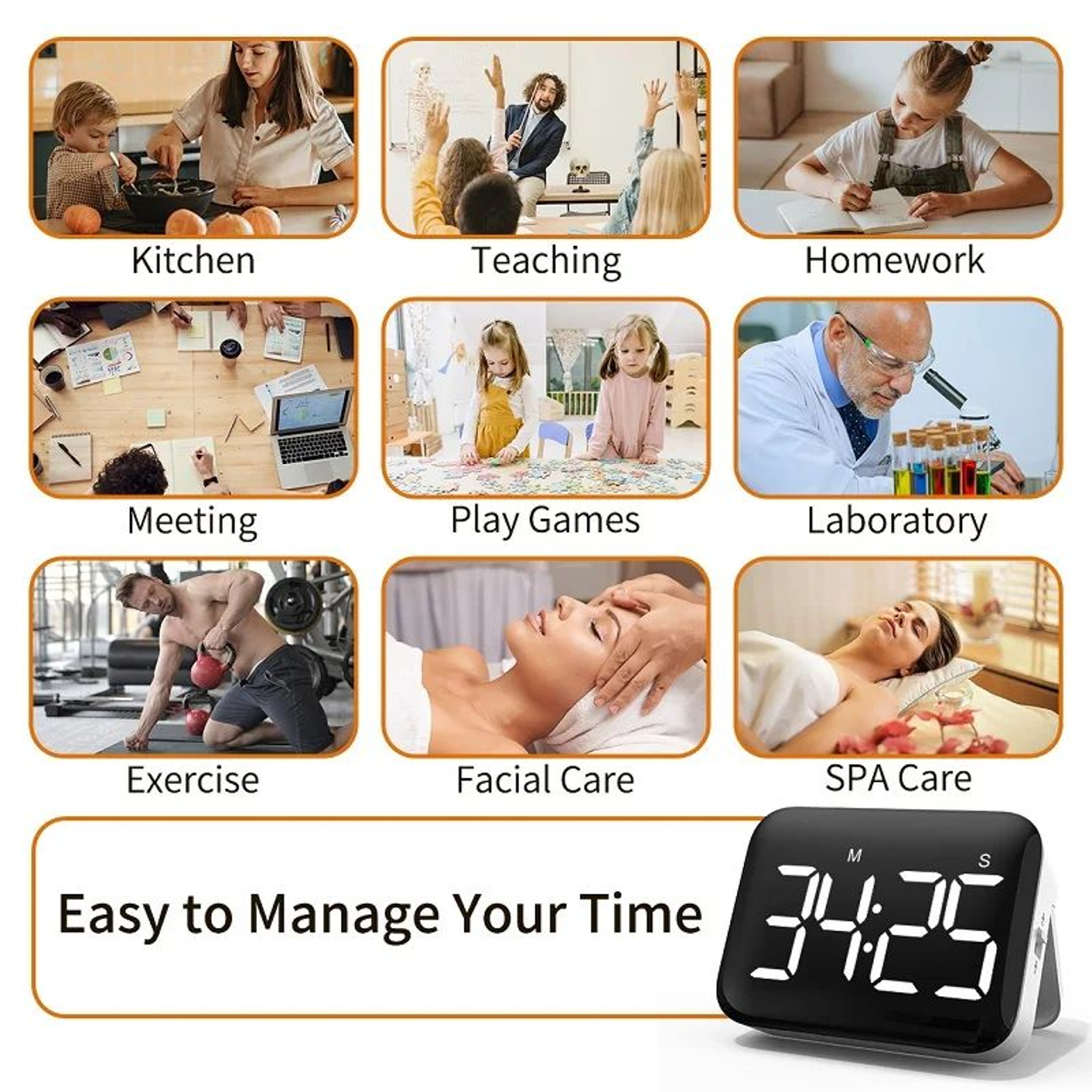 Magnetic Kitchen Timer  4in LED Digital Countdown  Count Up Timer With Adjustable Volume For Cookin 2
