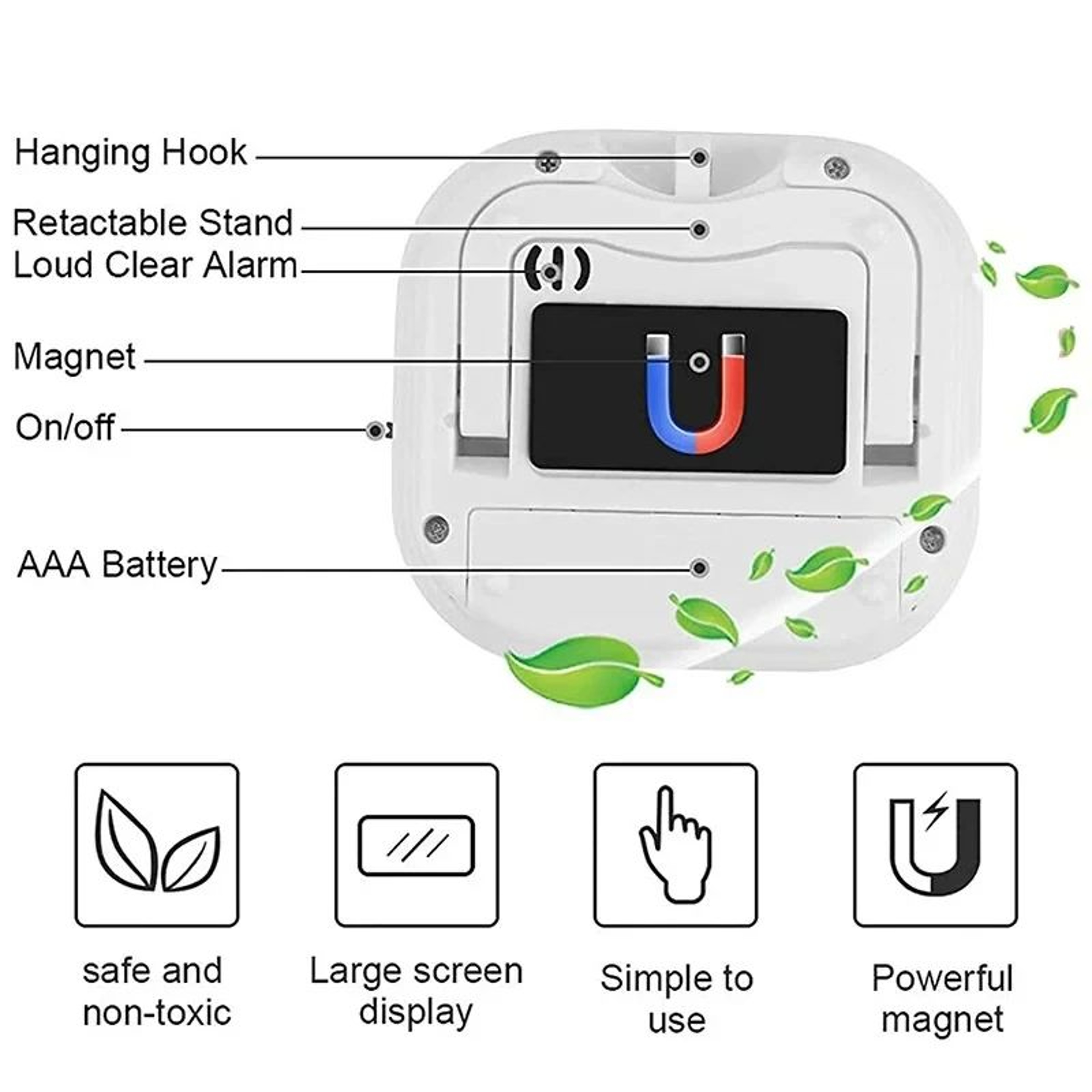LCD Digital Kitchen Timer  Magnetic Countdown  Count Up Cooking Alarm With Large Display Stand  Lou 4