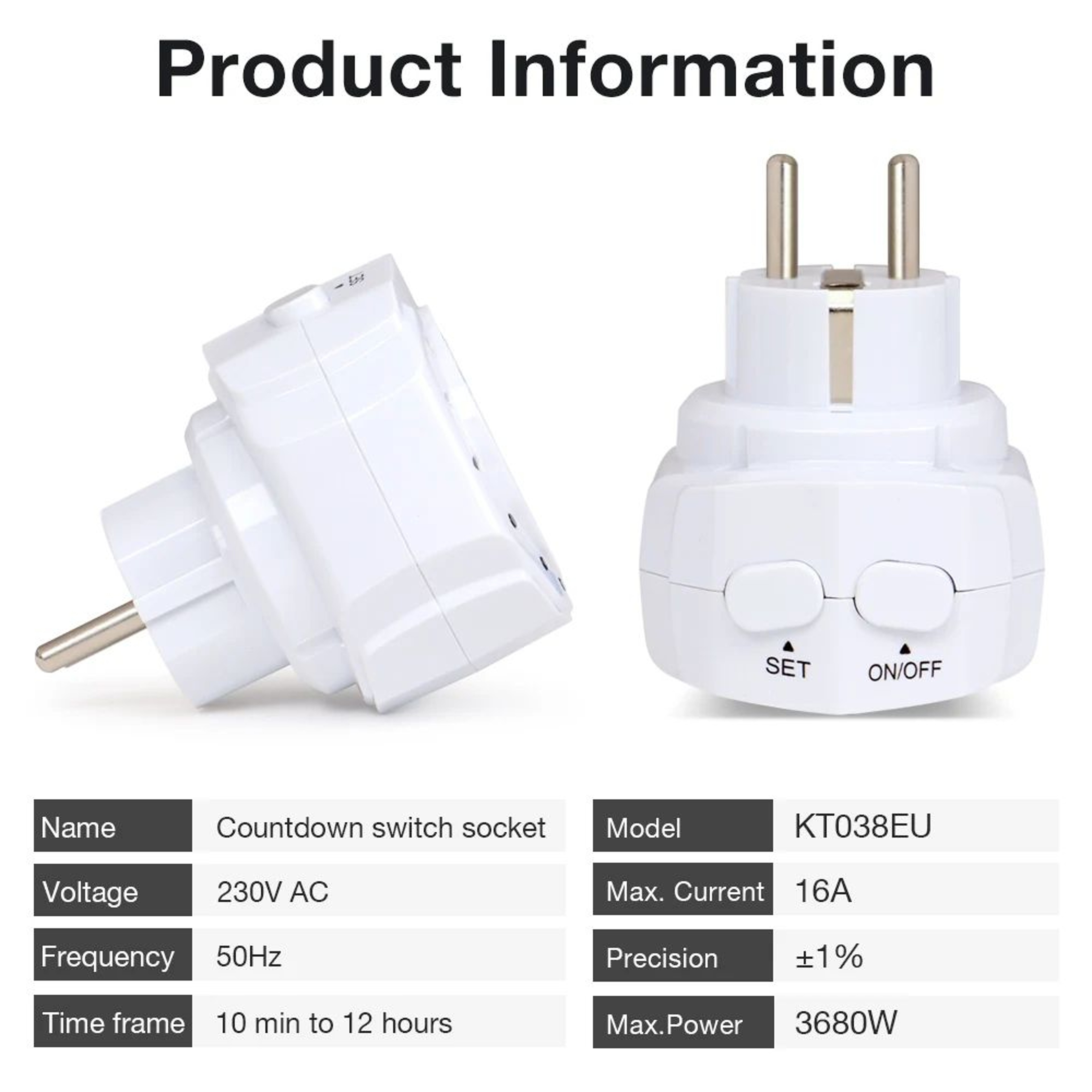 12 Hour Countdown Timer Socket  230V EU Plug Universal Timing Outlet Switch For Kitchen Appliances  5