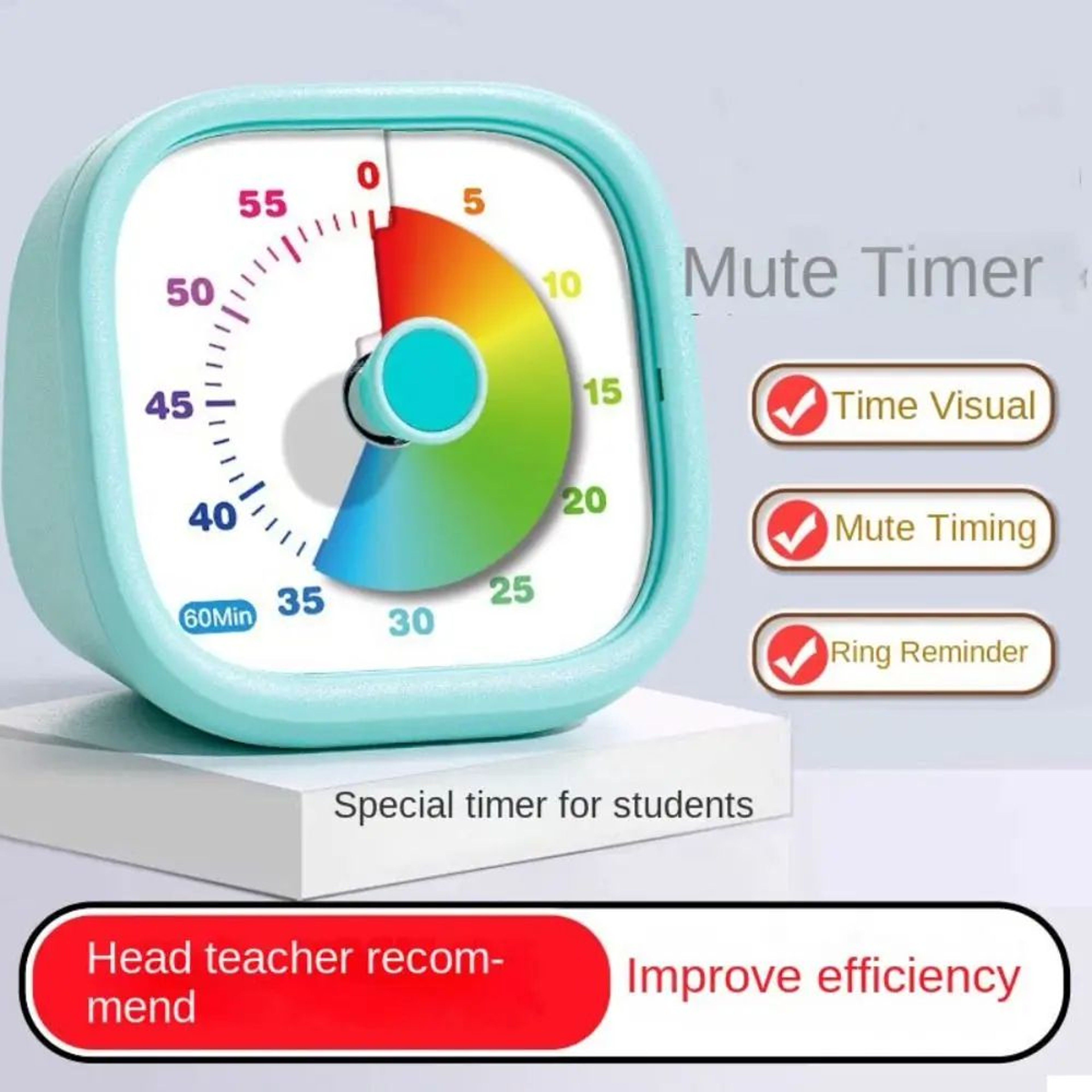 60Minute Visual Countdown Timer  Silent Time Management Clock For Kids Adults Kitchen Classroom Stu 0