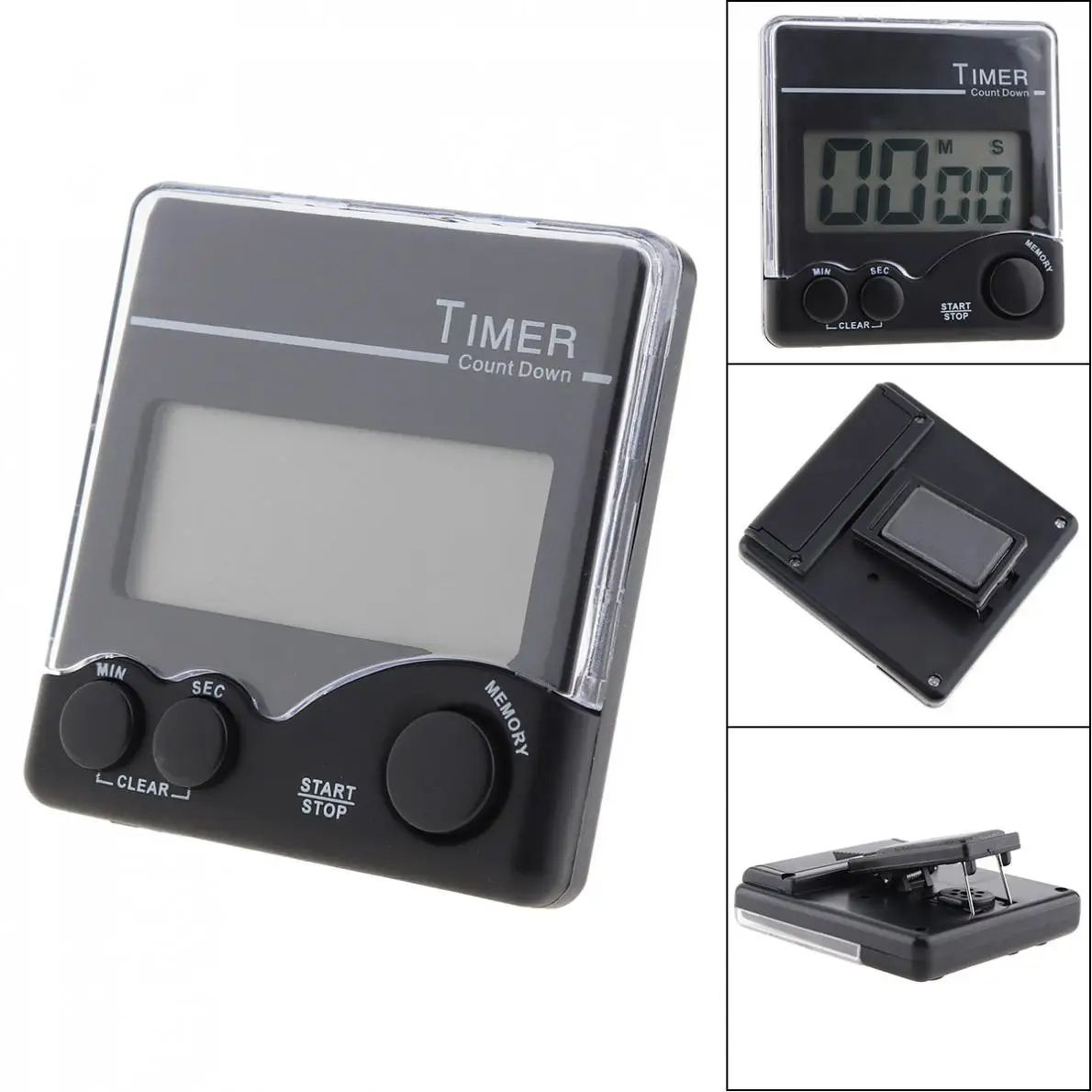 Portable Magnetic Digital Timer  Large LCD Countdown Kitchen Laboratory Timer With Loud Alarm  Memo 0