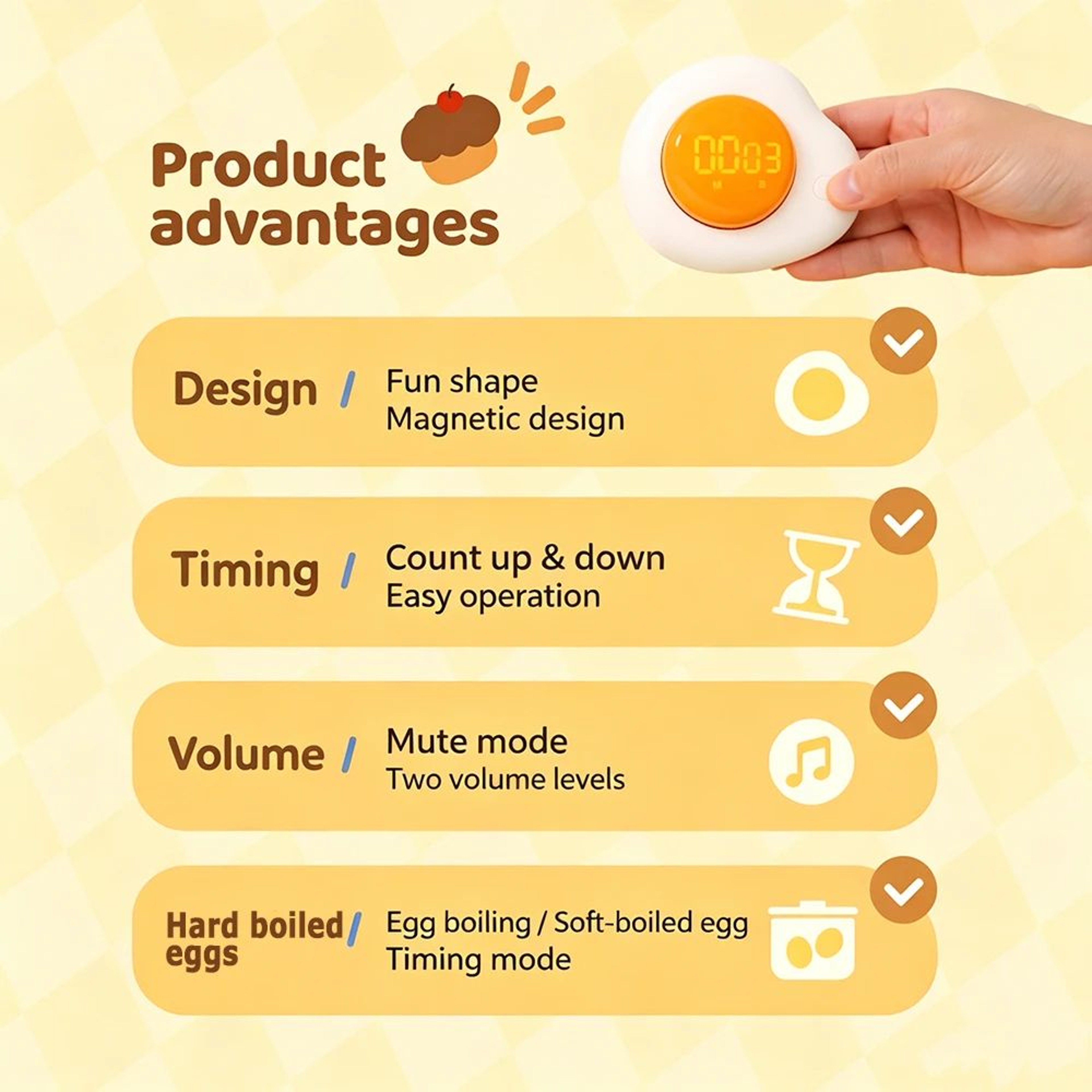 Soft Boiled Egg Timer  Mini Magnetic Refrigerator Cooking Time Reminder With Cute Cartoon Kitchen G 1