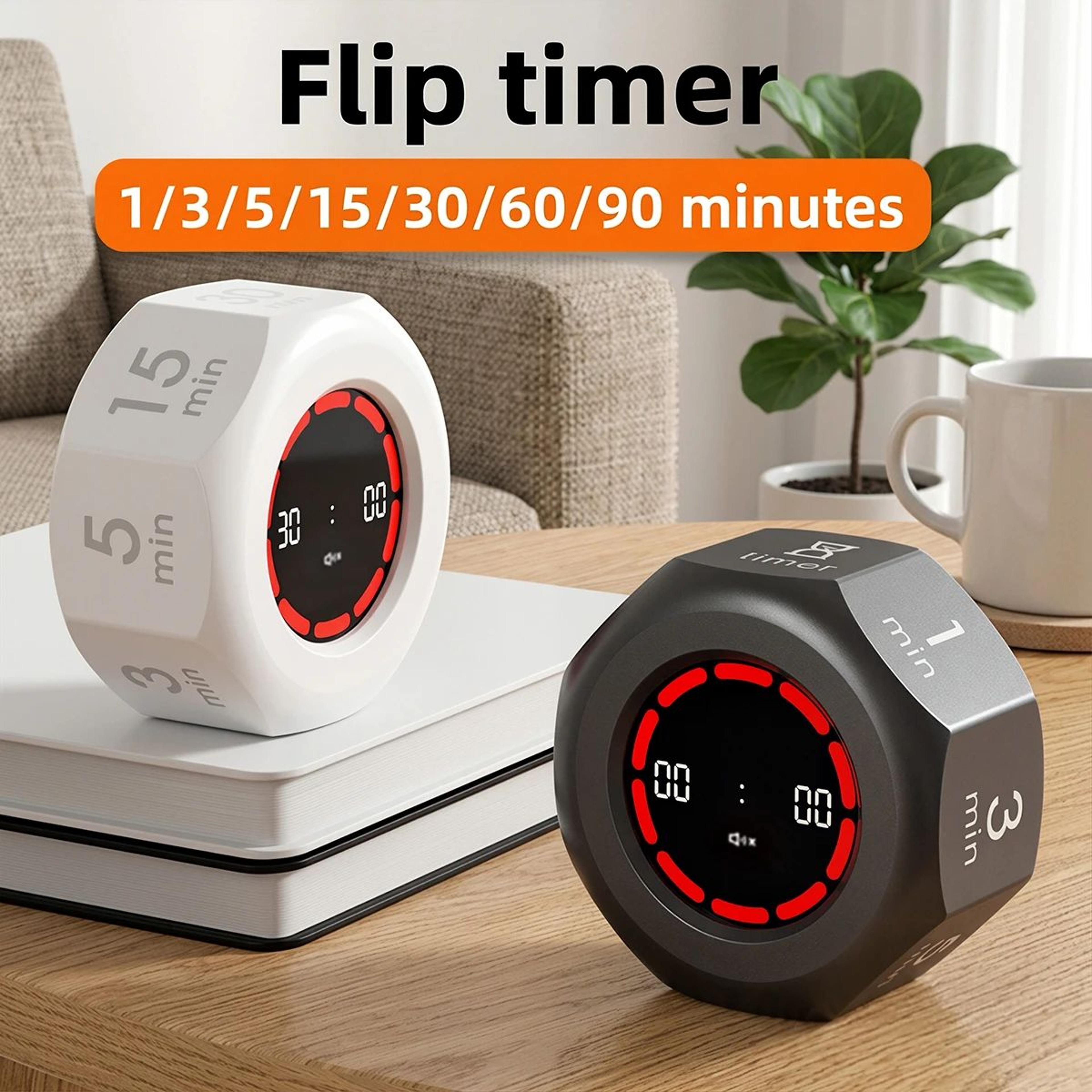 Rechargeable Flip Pomodoro Timer  236in Compact Visual Countdown Timer With 7 Presets For Study Kit 0