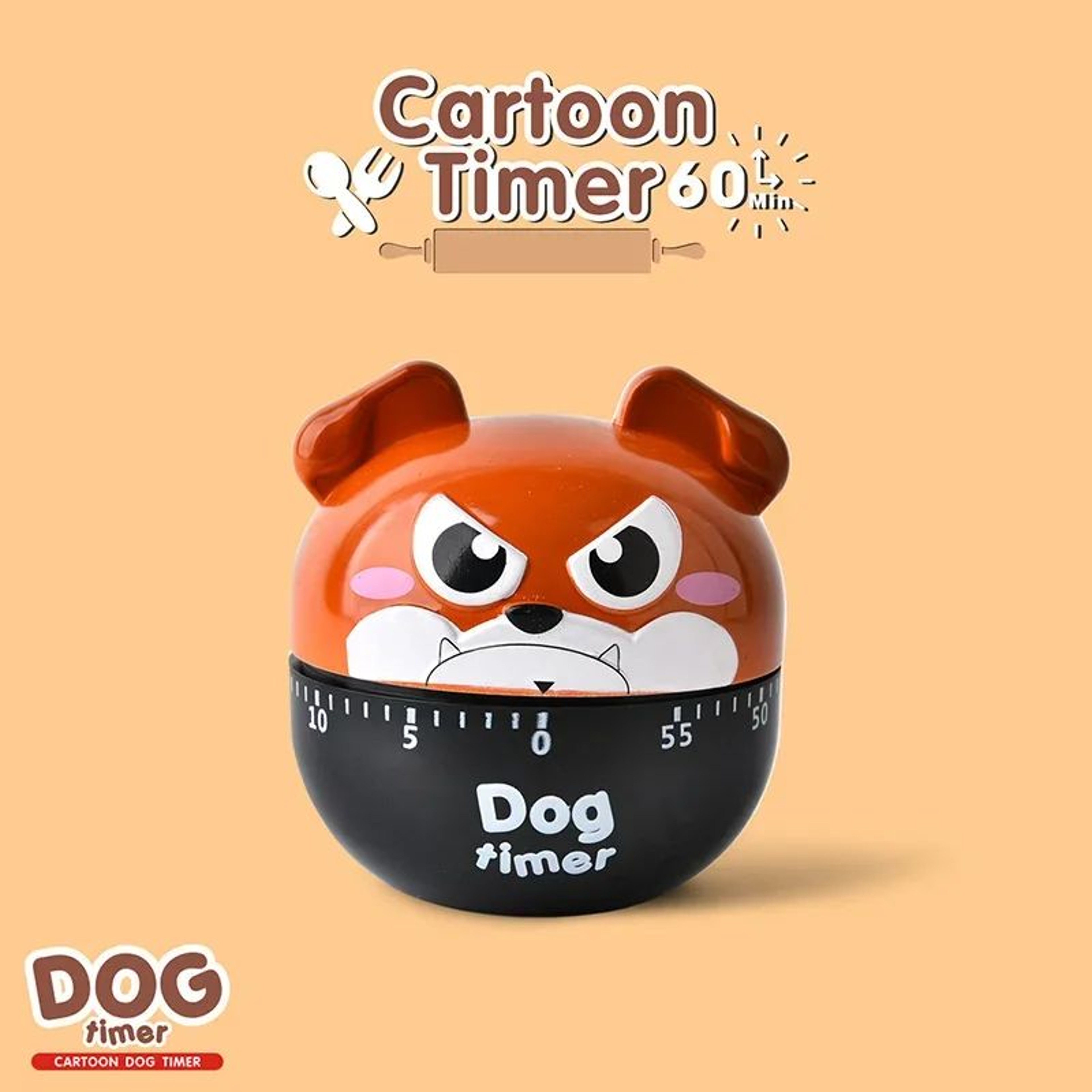 Cartoon Dog Mechanical Kitchen Timer  Cute 60 Minute Cooking Countdown Timer For Baking Eggs Meals  6