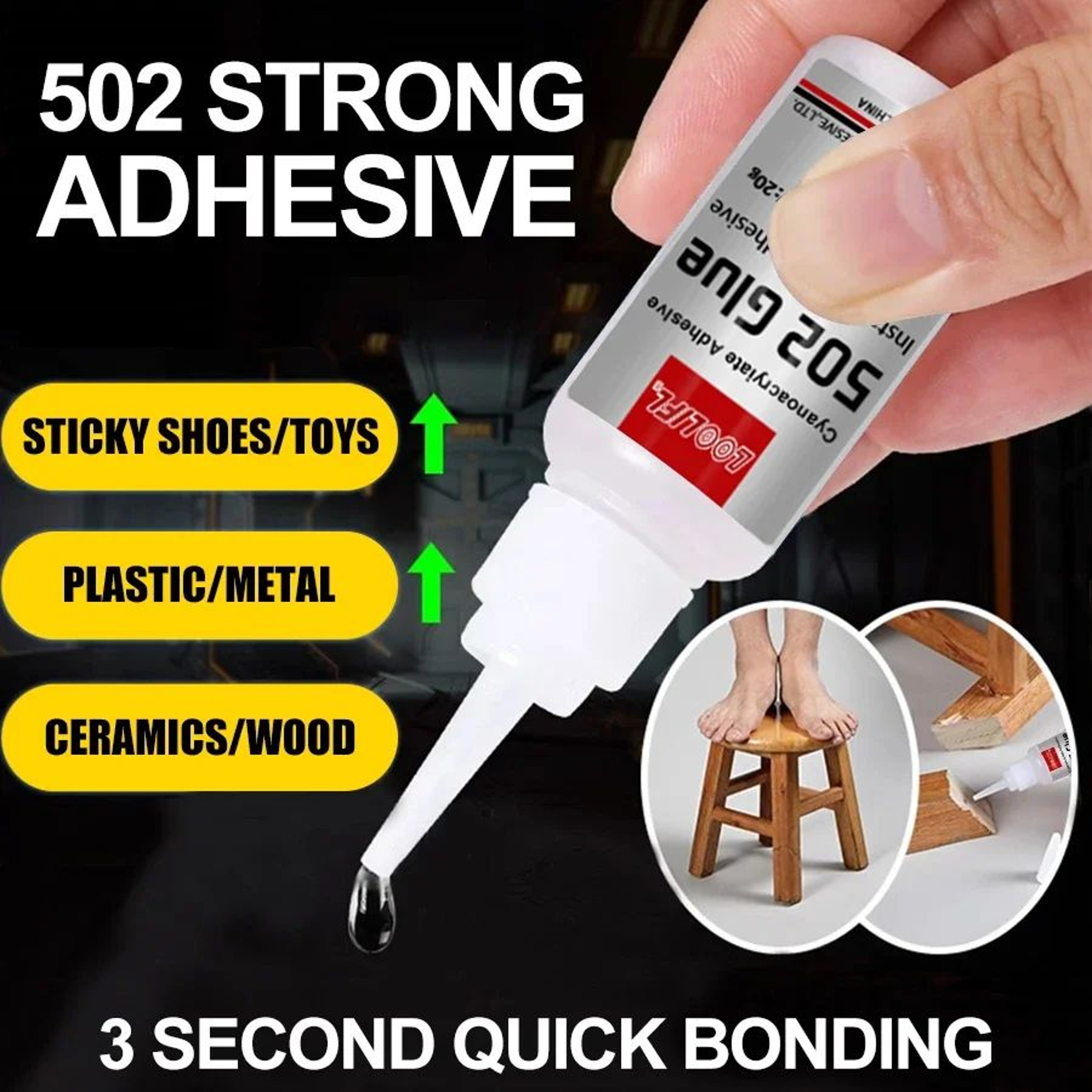 502 Super Glue  Quick Dry Strong Bond Cyanoacrylate Adhesive For Leather Rubber Wood  Metal Repairs 1
