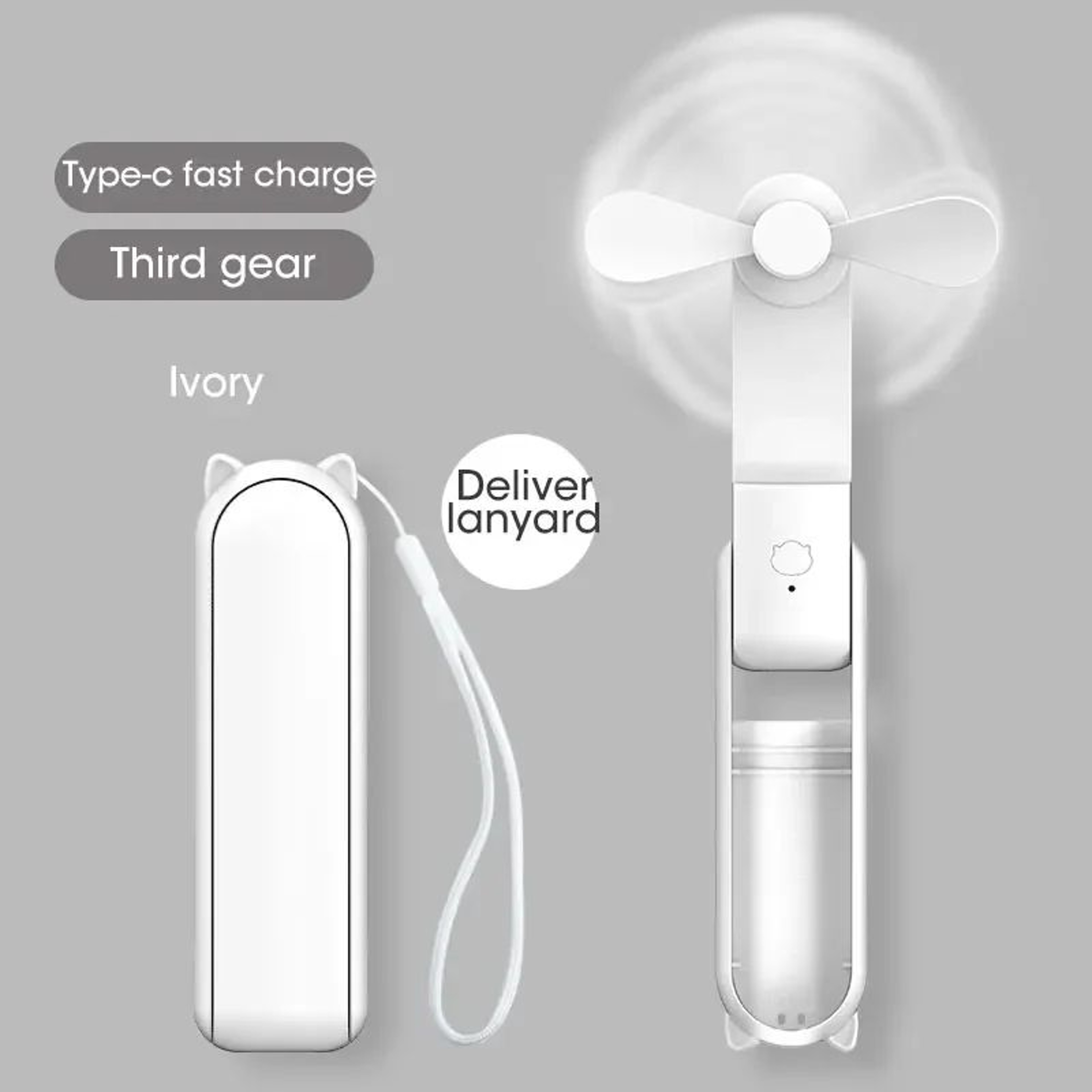 2000mAh Mini Portable Fan  USB Rechargeable Foldable Handheld Desk Fan With Power Bank For Travel O 8