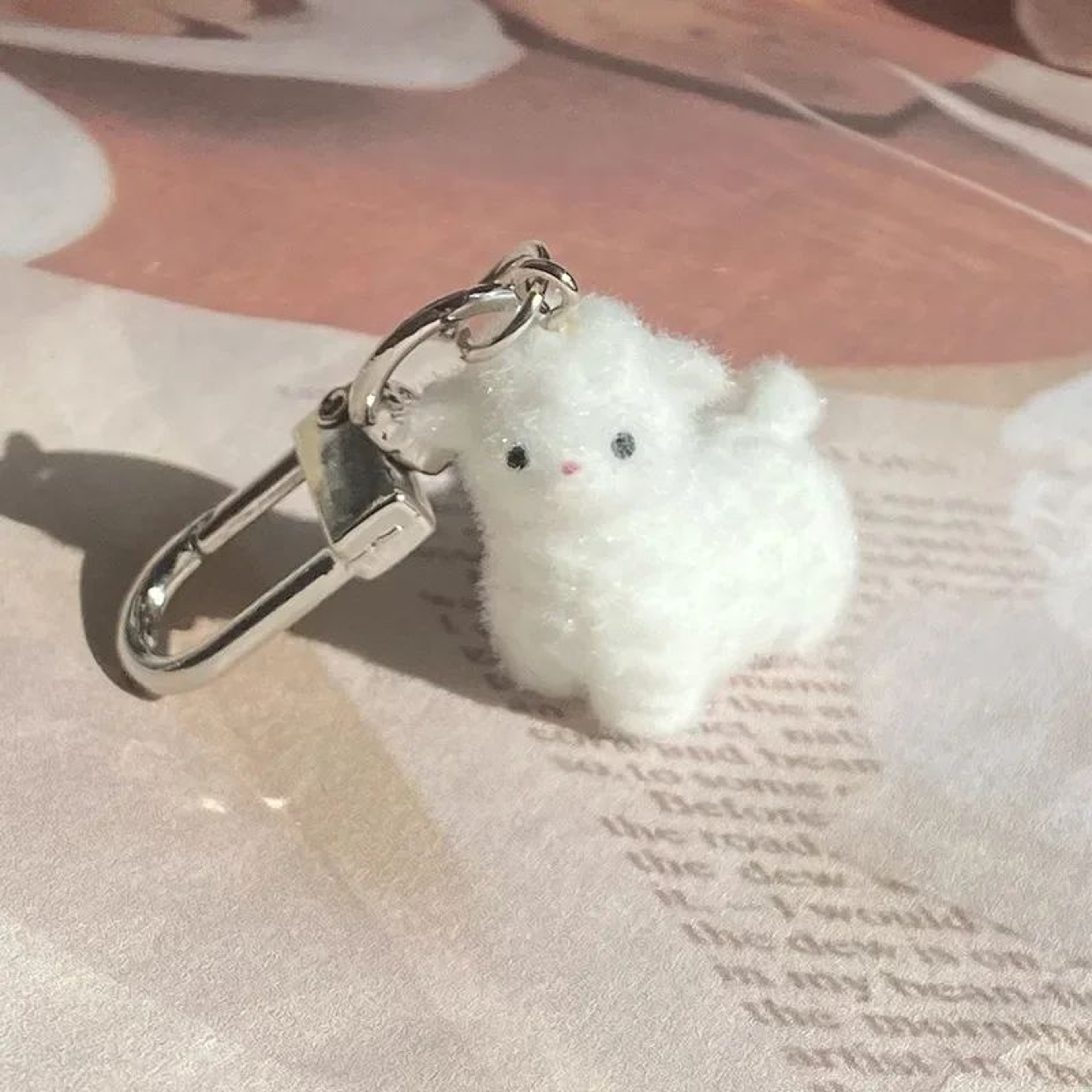 Cute 3D White Alpaca Keychain  Flocked Animal Bag Charm Backpack Pendant Keyring Car Decor Gift Acc 0