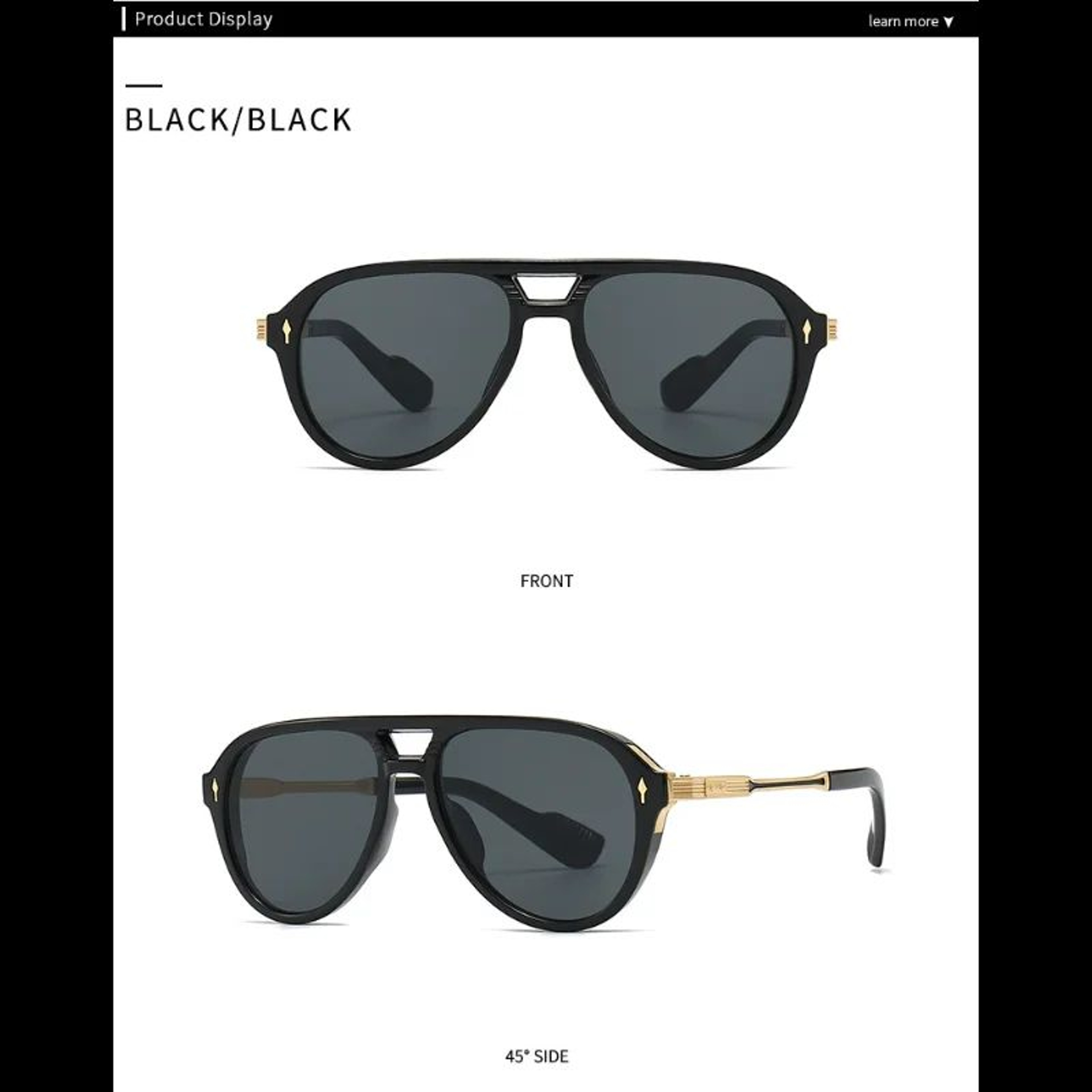 Mens Retro Aviator Sunglasses  Double Bridge Square Frame Fashion Shades For Driving Travel Outdoor 4