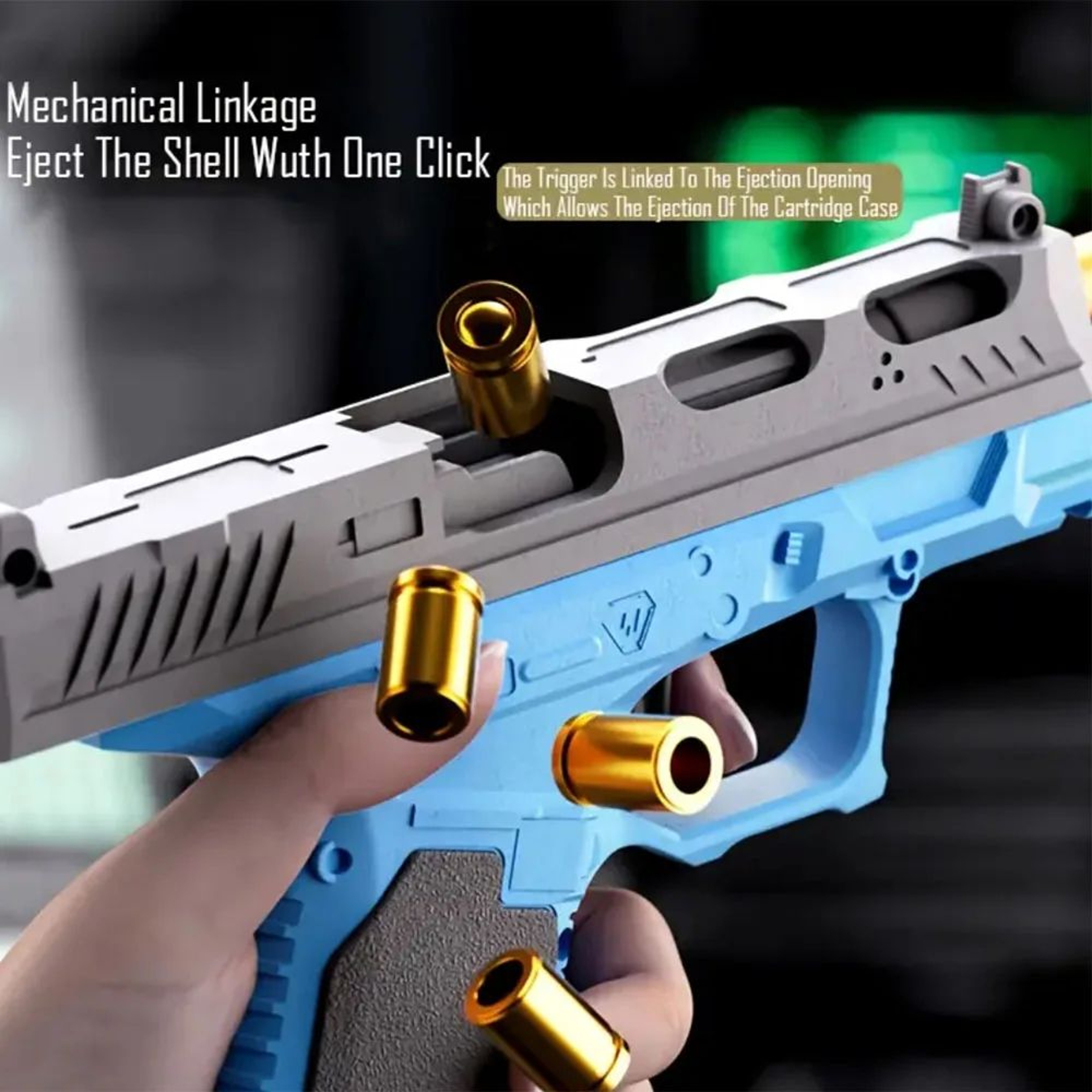 Shell Ejecting Toy Pistol  Blue Grey Plastic Shooting Game Blaster For Outdoor Target Play Teens Ad 2
