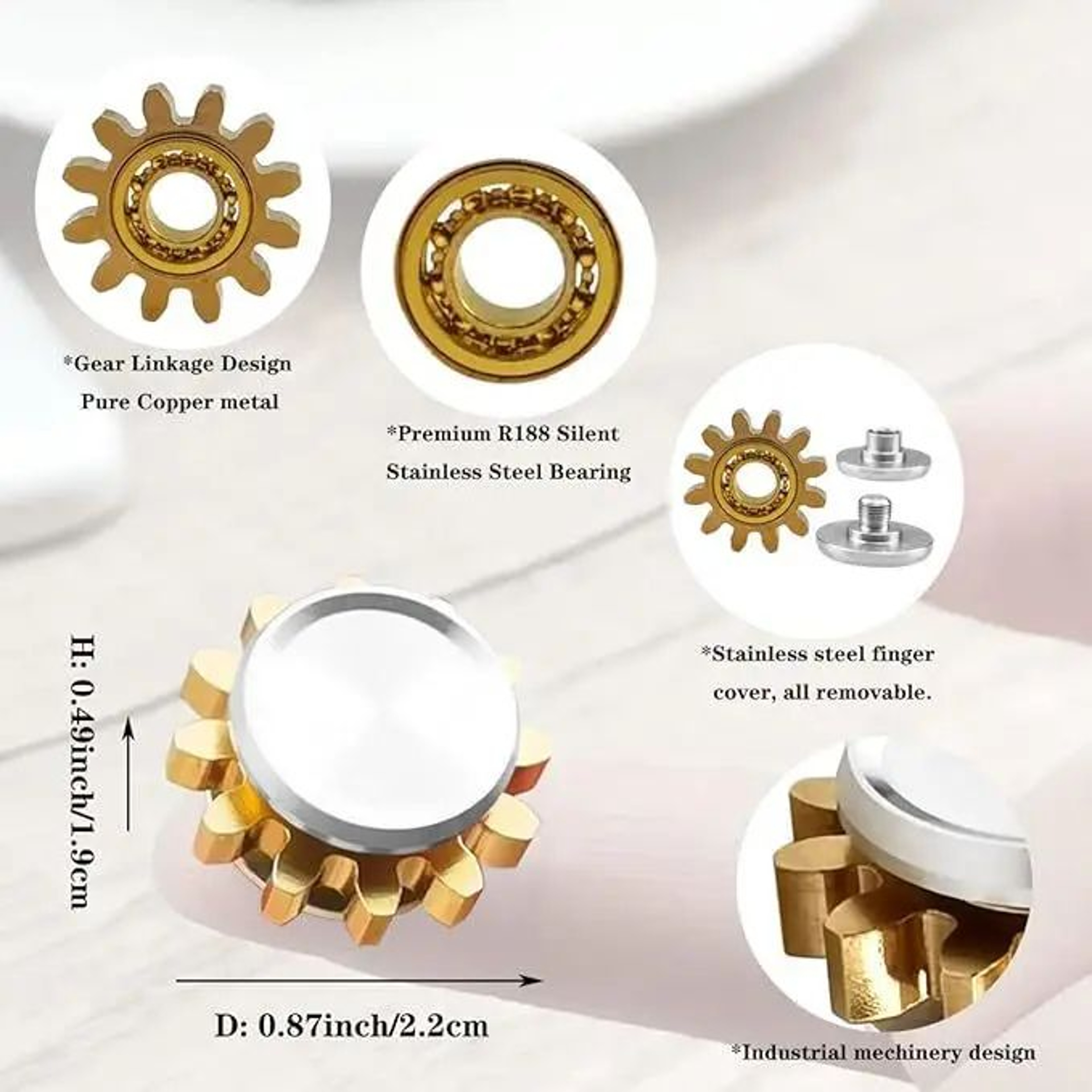 Mini Metal Gear Fidget Spinner  Brass Gyroscope Stress Relief Toy For Adults Kids ADHD Autism Focus 5