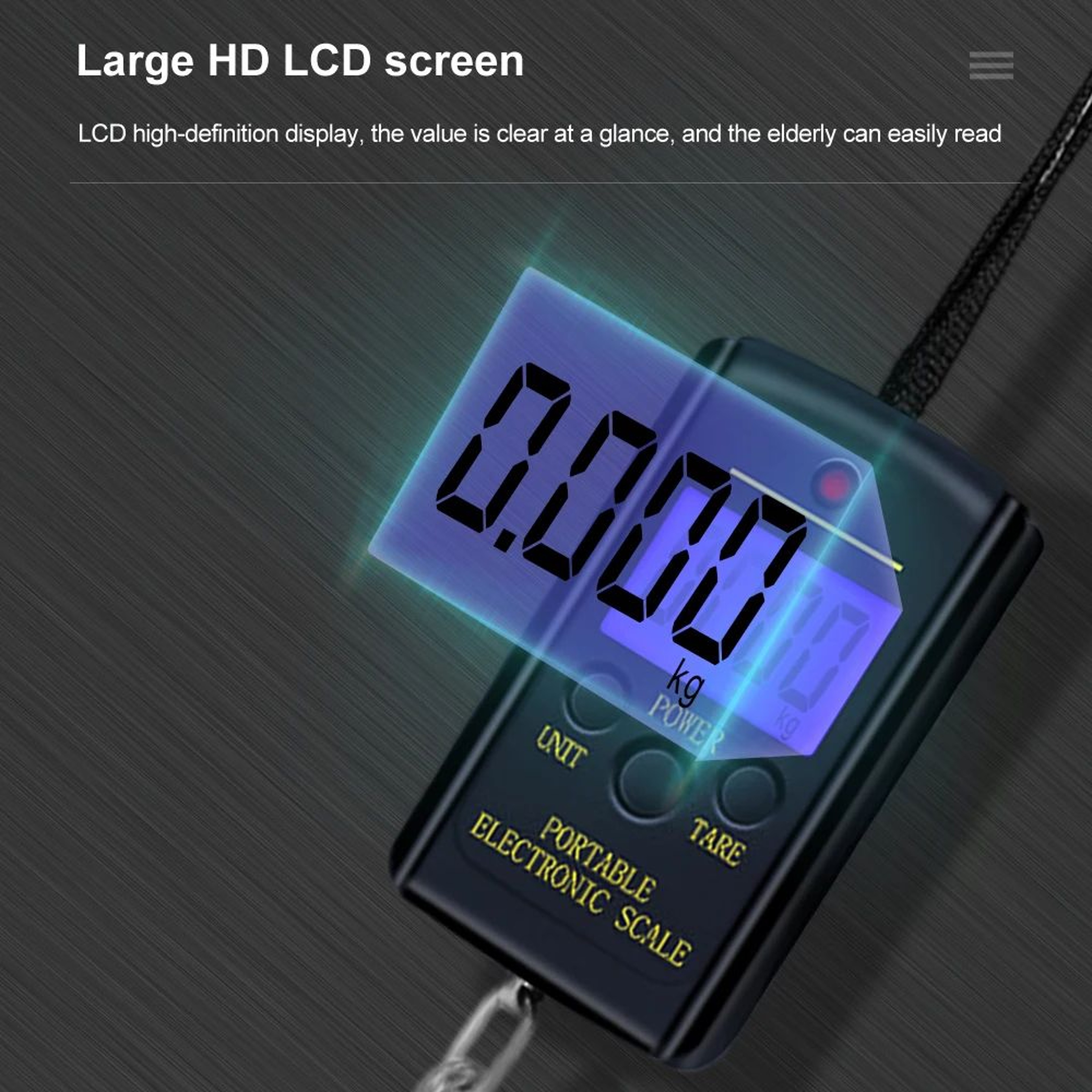 88lb Portable Digital Hanging Scale  Compact Electronic Luggage Fishing Weight Scale With Temperatu 2