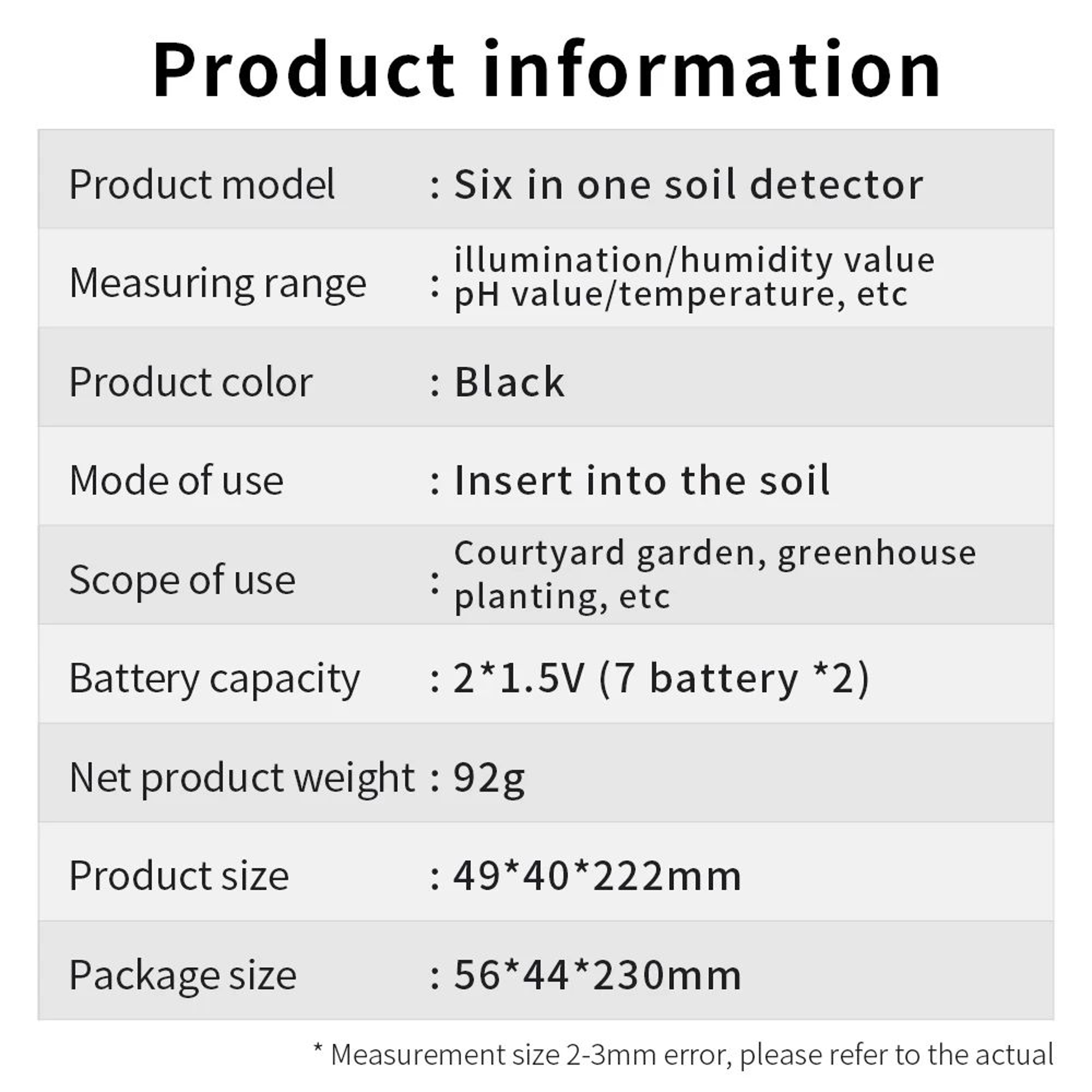 6in1 Digital Soil Tester  PH Fertility Moisture Temperature Sunlight  Air Humidity Meter For Garden 16