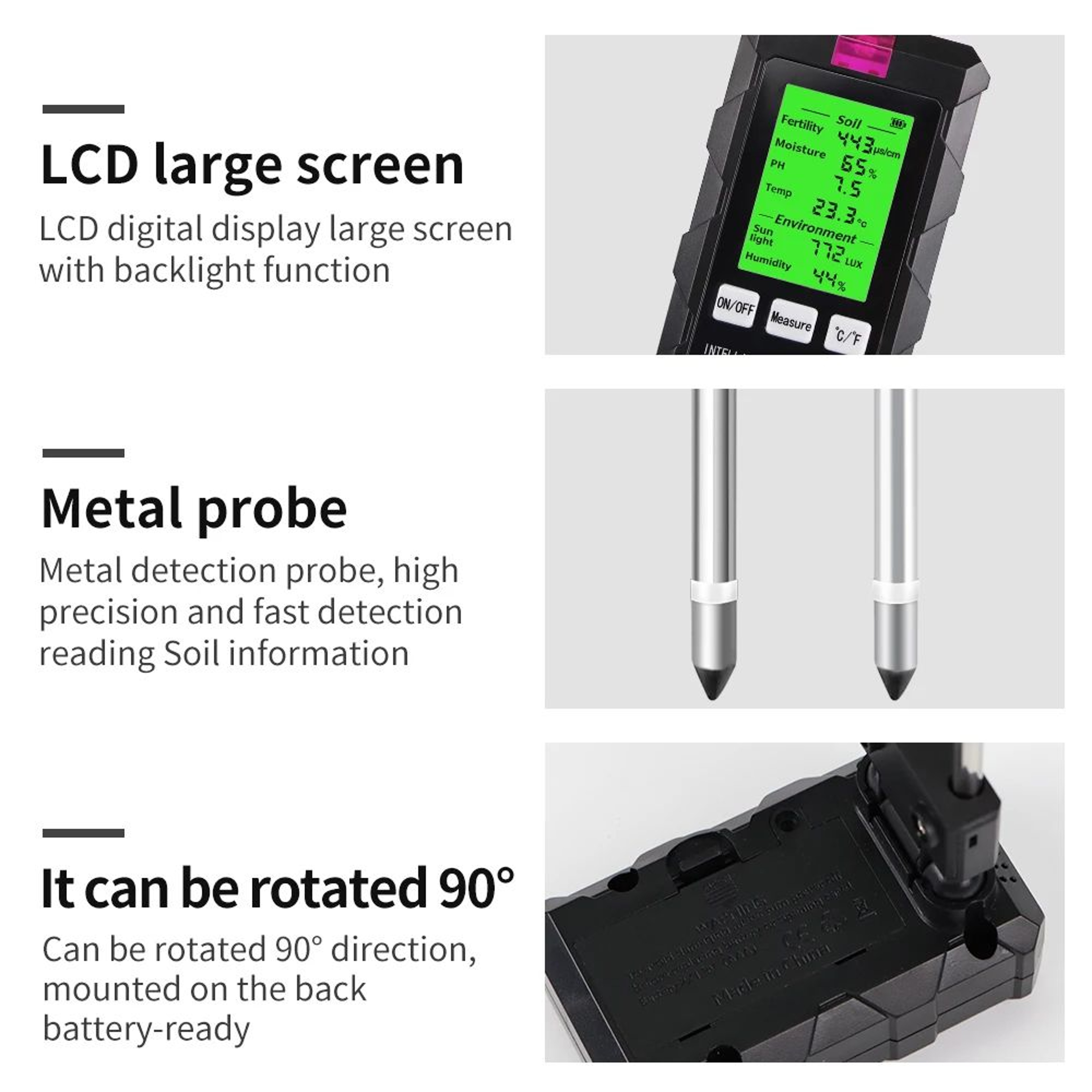 6in1 Digital Soil Tester  PH Fertility Moisture Temperature Sunlight  Air Humidity Meter For Garden 17