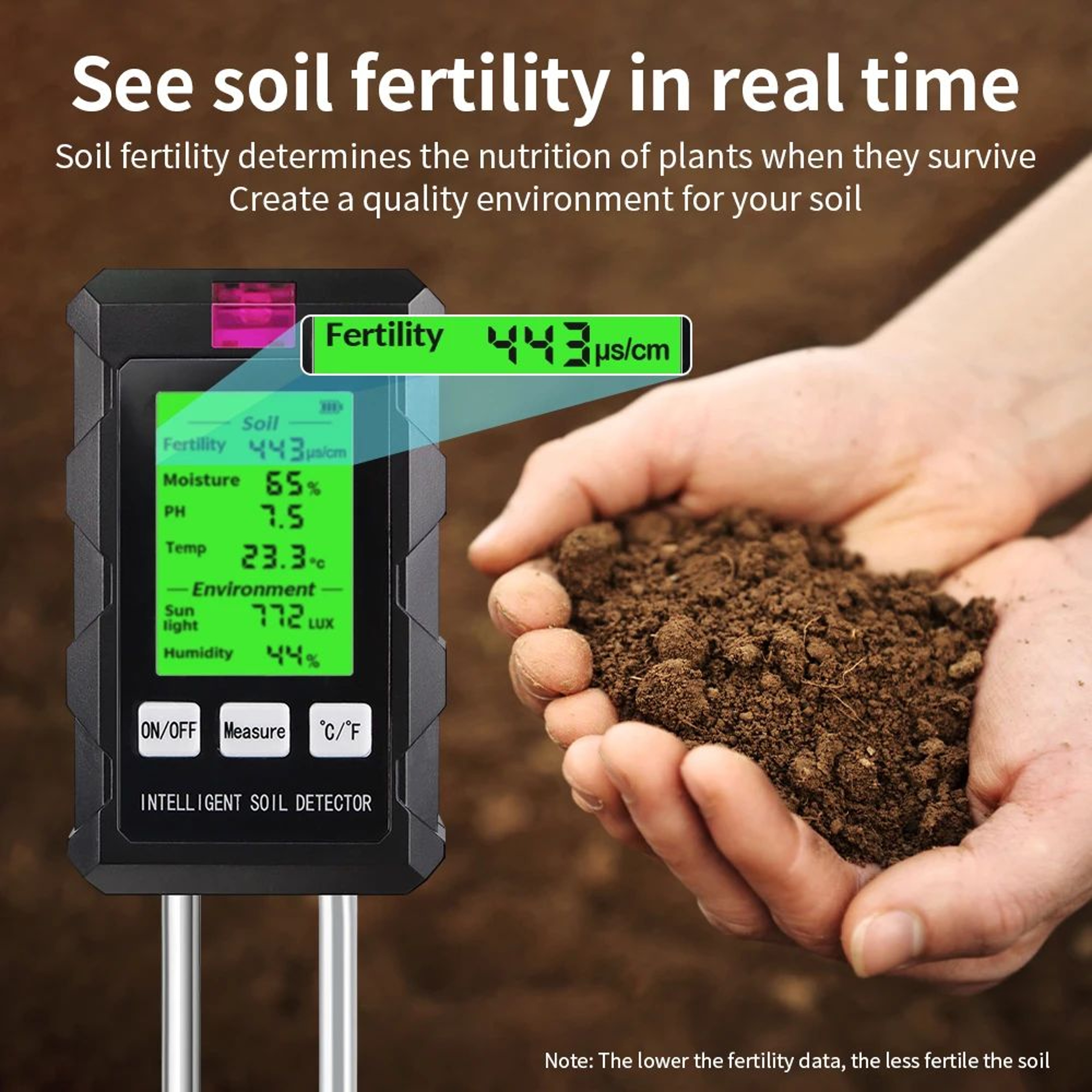 6in1 Digital Soil Tester  PH Fertility Moisture Temperature Sunlight  Air Humidity Meter For Garden 10