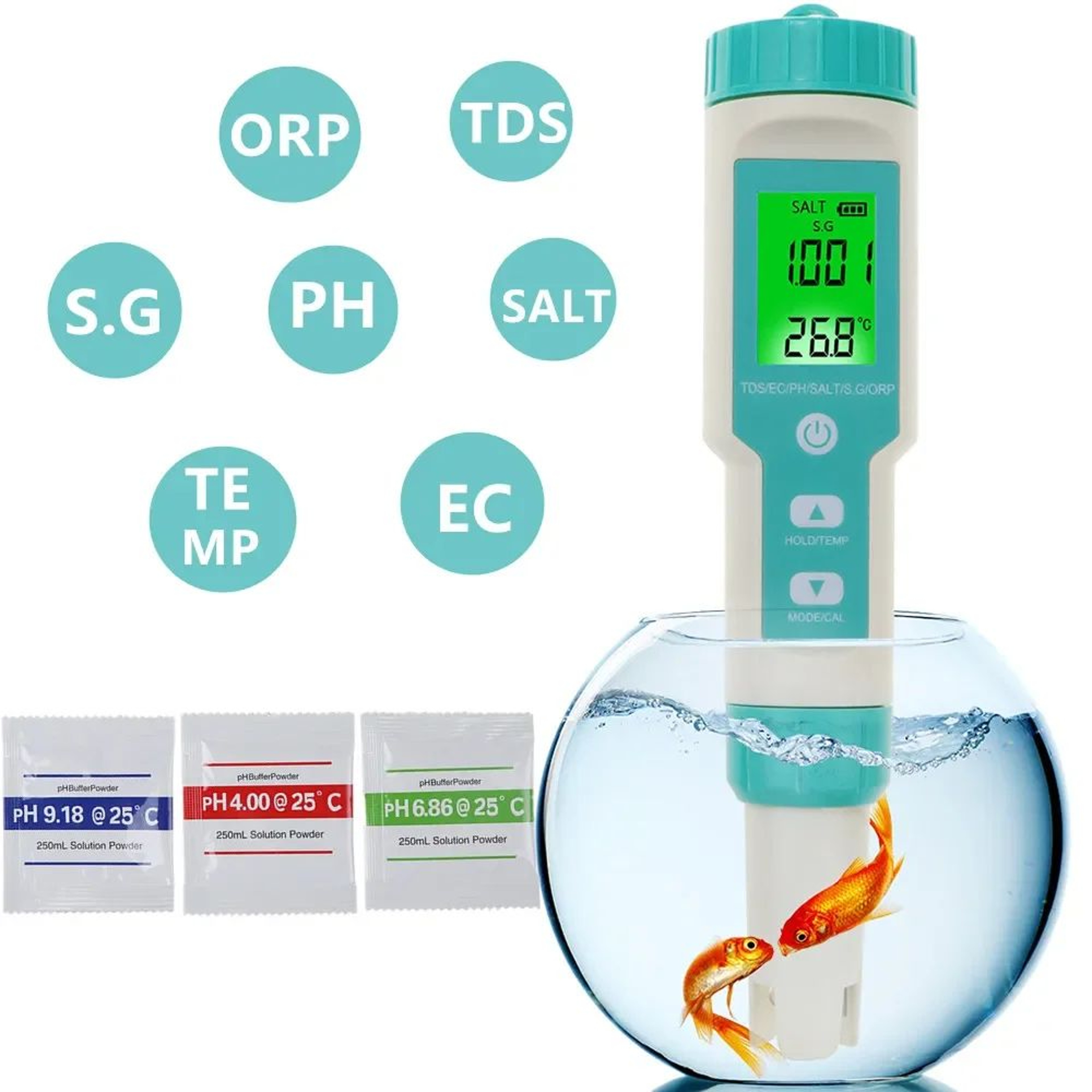 7in1 Digital Water Quality Meter  PH TDS EC ORP Salinity SG  Temperature Tester With Backlight For  0