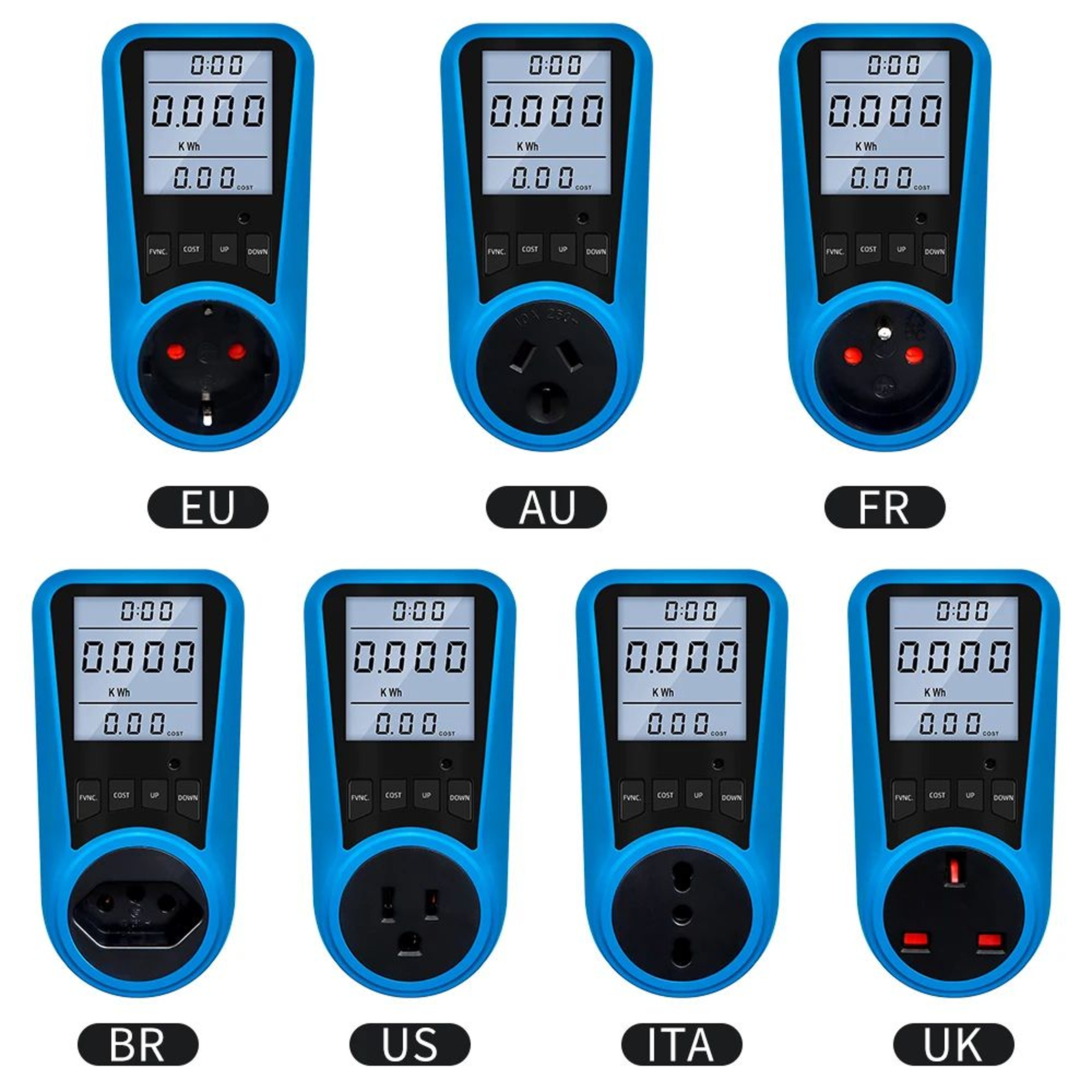 Digital Electricity Usage Meter  PlugIn Watt Voltage Current KWh Cost Power Analyzer With LCD Displ 5