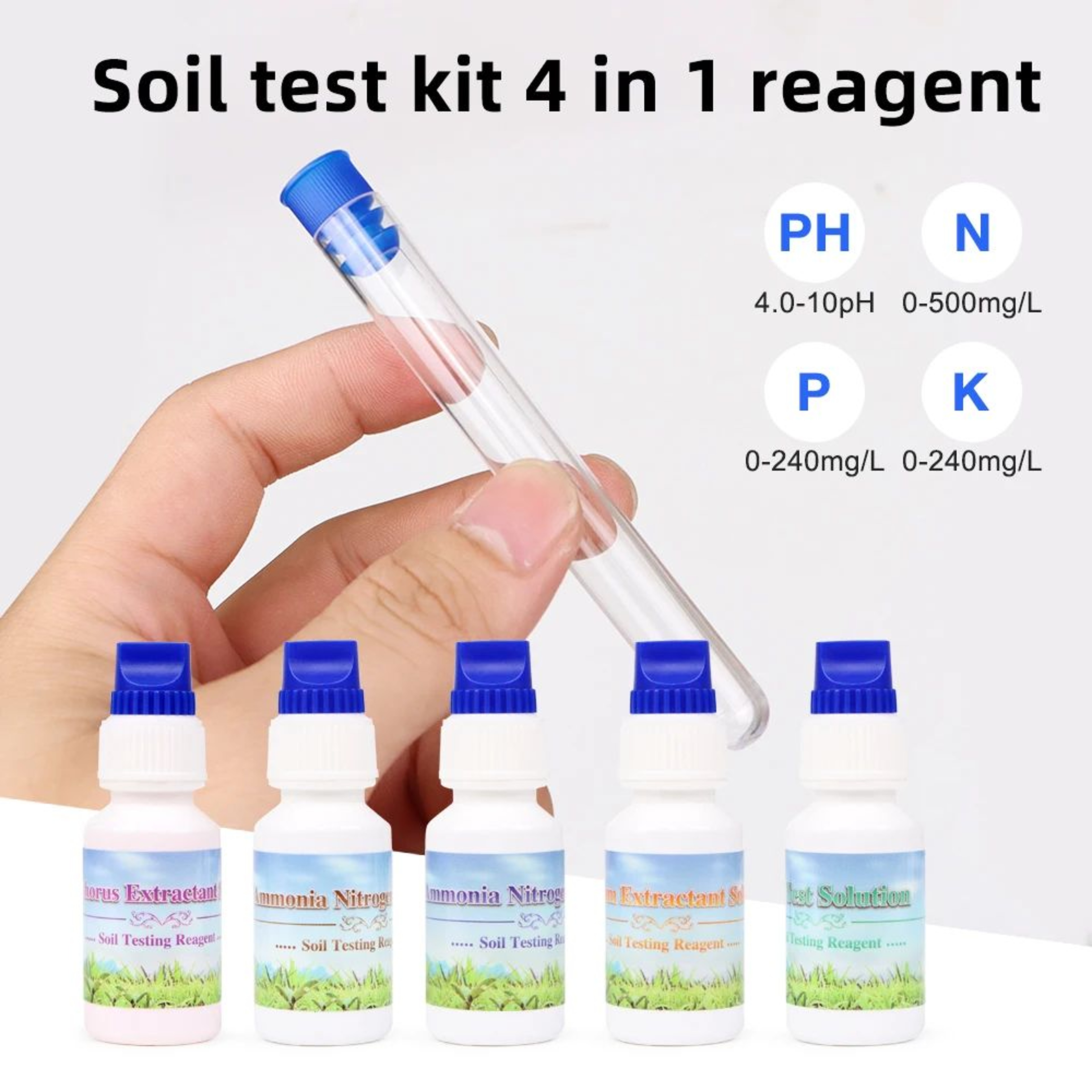 4in1 Soil Test Solution Kit  PH Nitrogen Phosphorus Potassium Nutrient Tester For Gardening Agricul 1