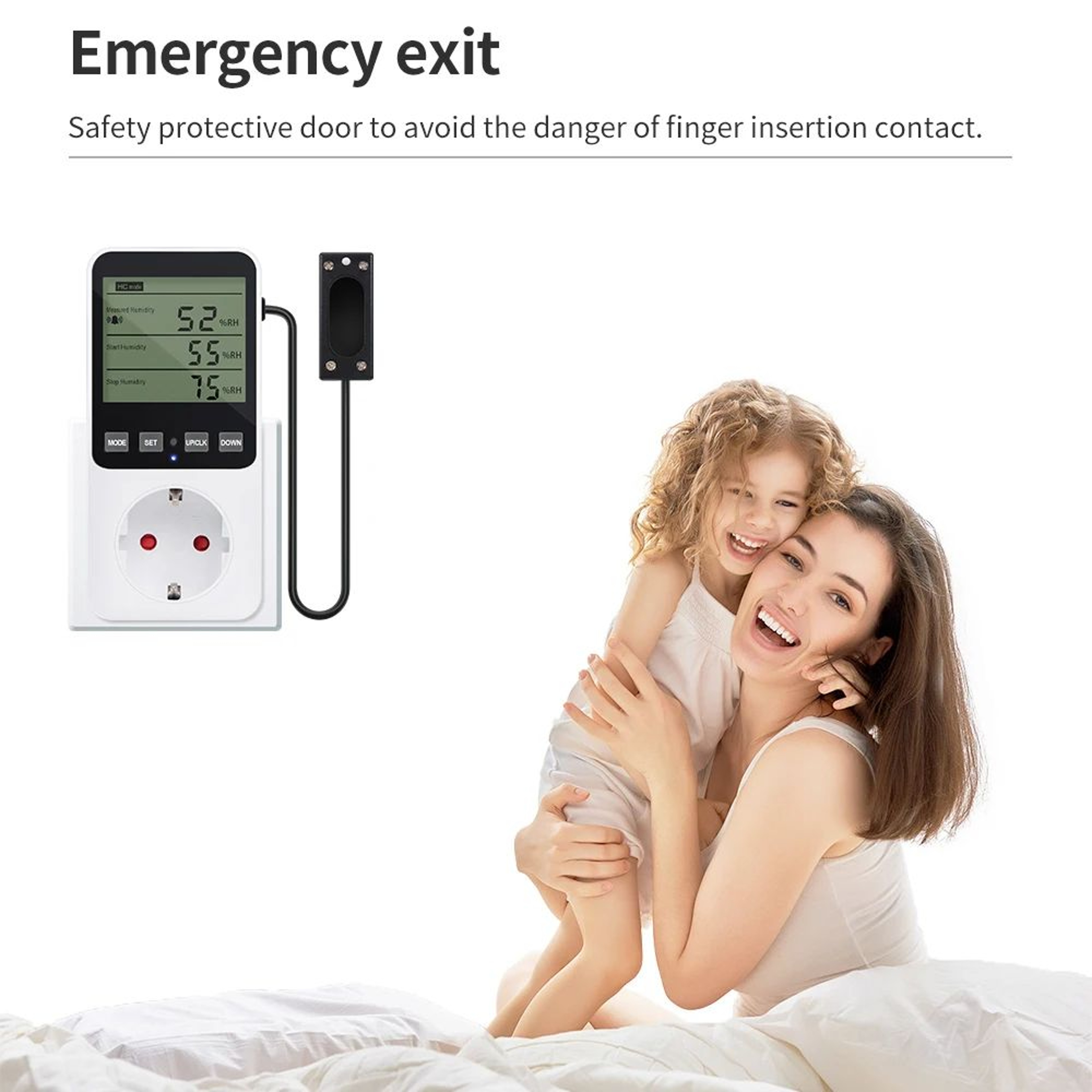 Digital Temperature Humidity Controller  LCD Thermostat Hygrostat Timer Socket With Sensor 15A 120V 4