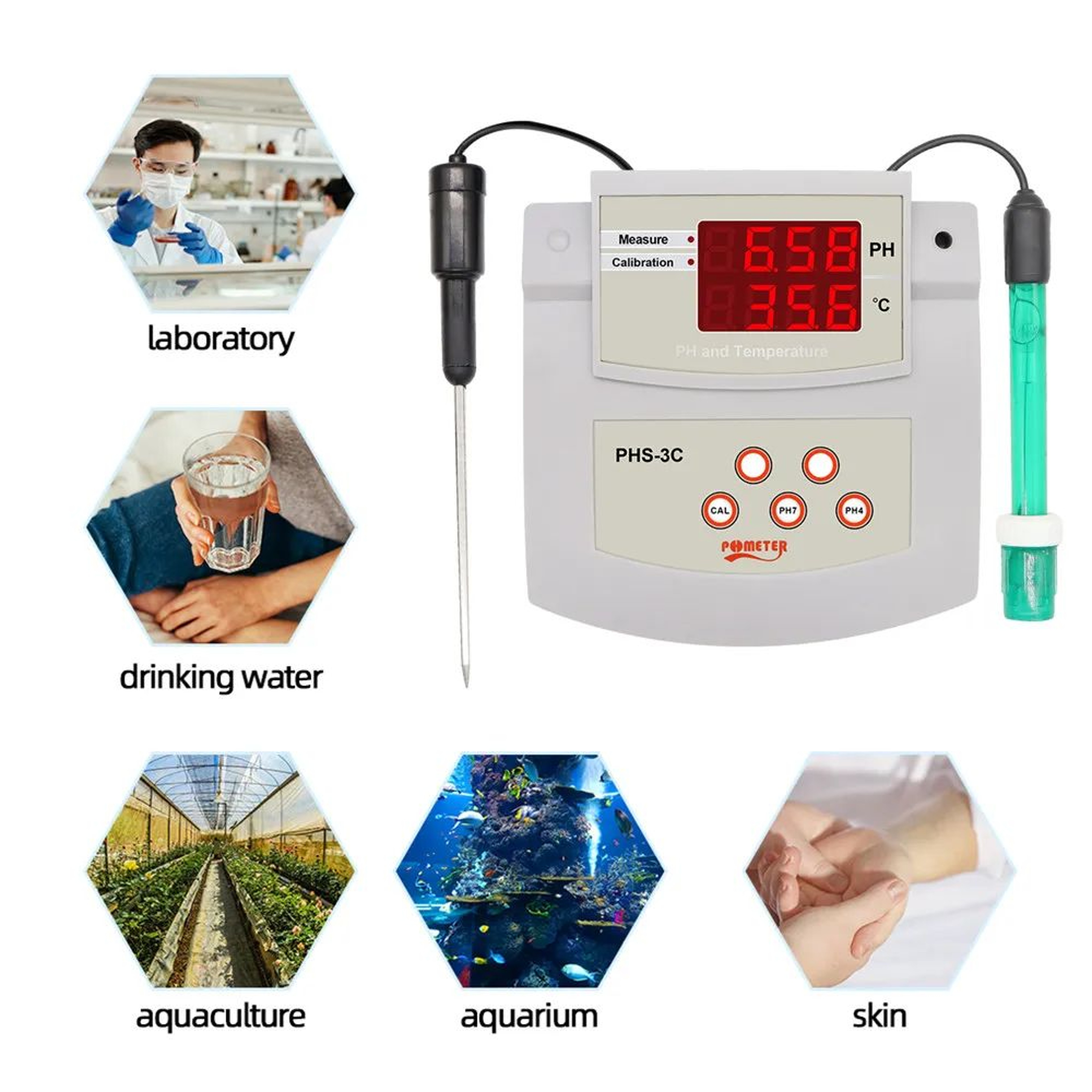 2in1 Digital PH  Temperature Meter  001 PH Desktop Water Quality Tester With Auto Calibration  EU P 0