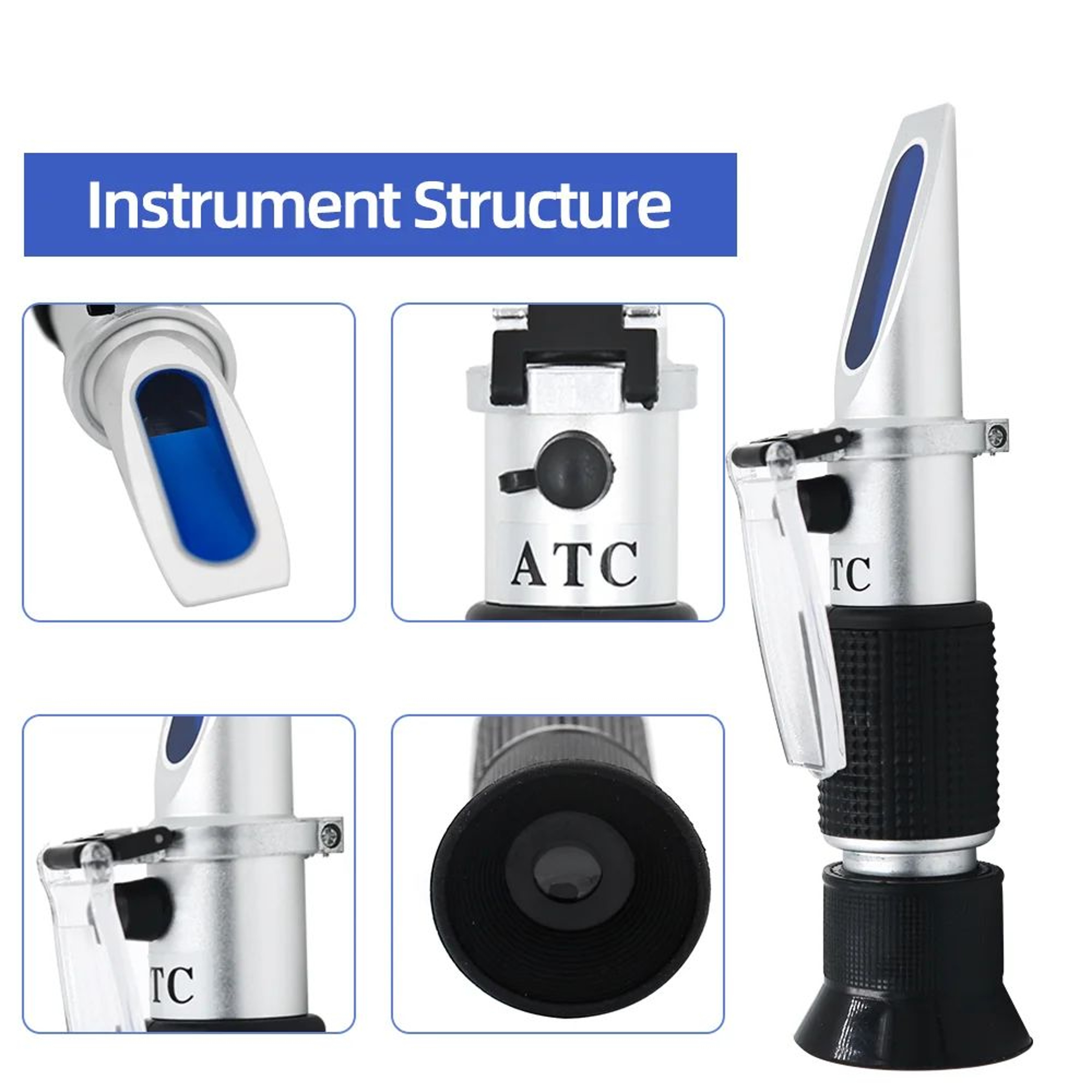 010 Brix Handheld Sugar Refractometer  High Accuracy ATC Tester For Fruit Juice Food Beverages  Liq 4