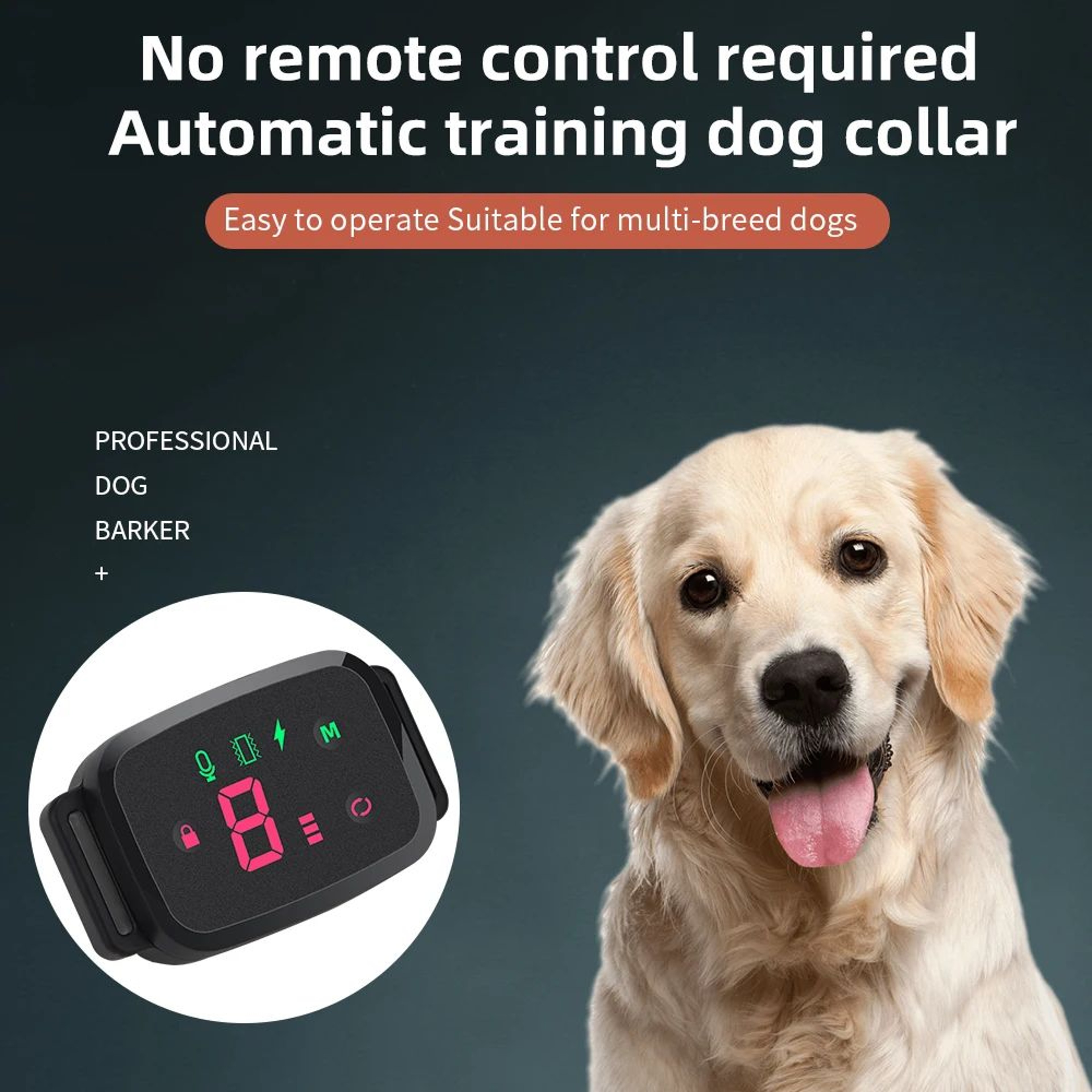 Automatic Dog Bark Training Collar  Smart HD Digital Display No Remote Bark Stopper With Sound Vibr 1