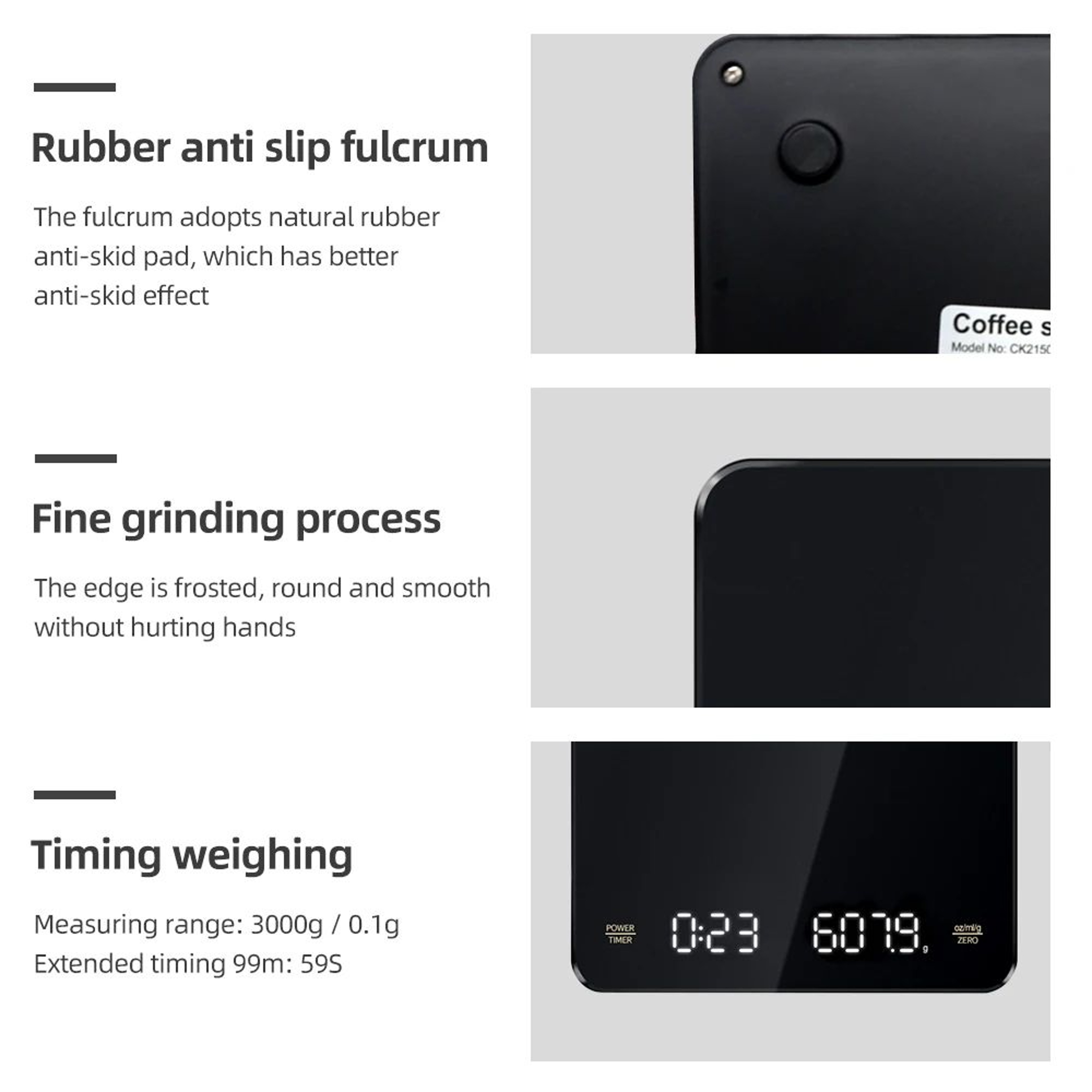 Digital Coffee Scale  01g Precision Espresso Timer USBC Rechargeable LCD Kitchen Scale For Brewing  1