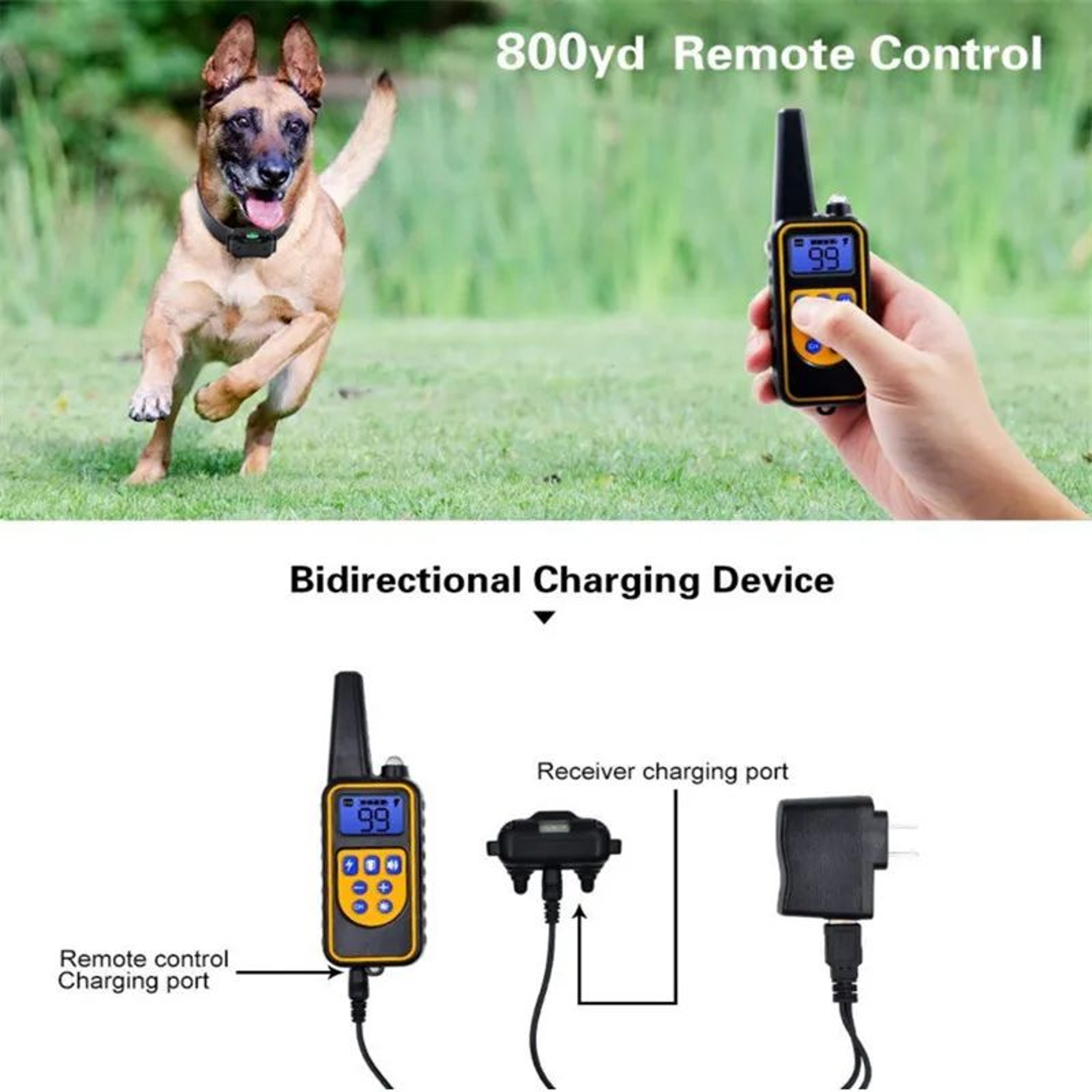 2625 FT Waterproof Dog Training Collar  Rechargeable Remote Sound Vibration Shock Trainer With LCD  3