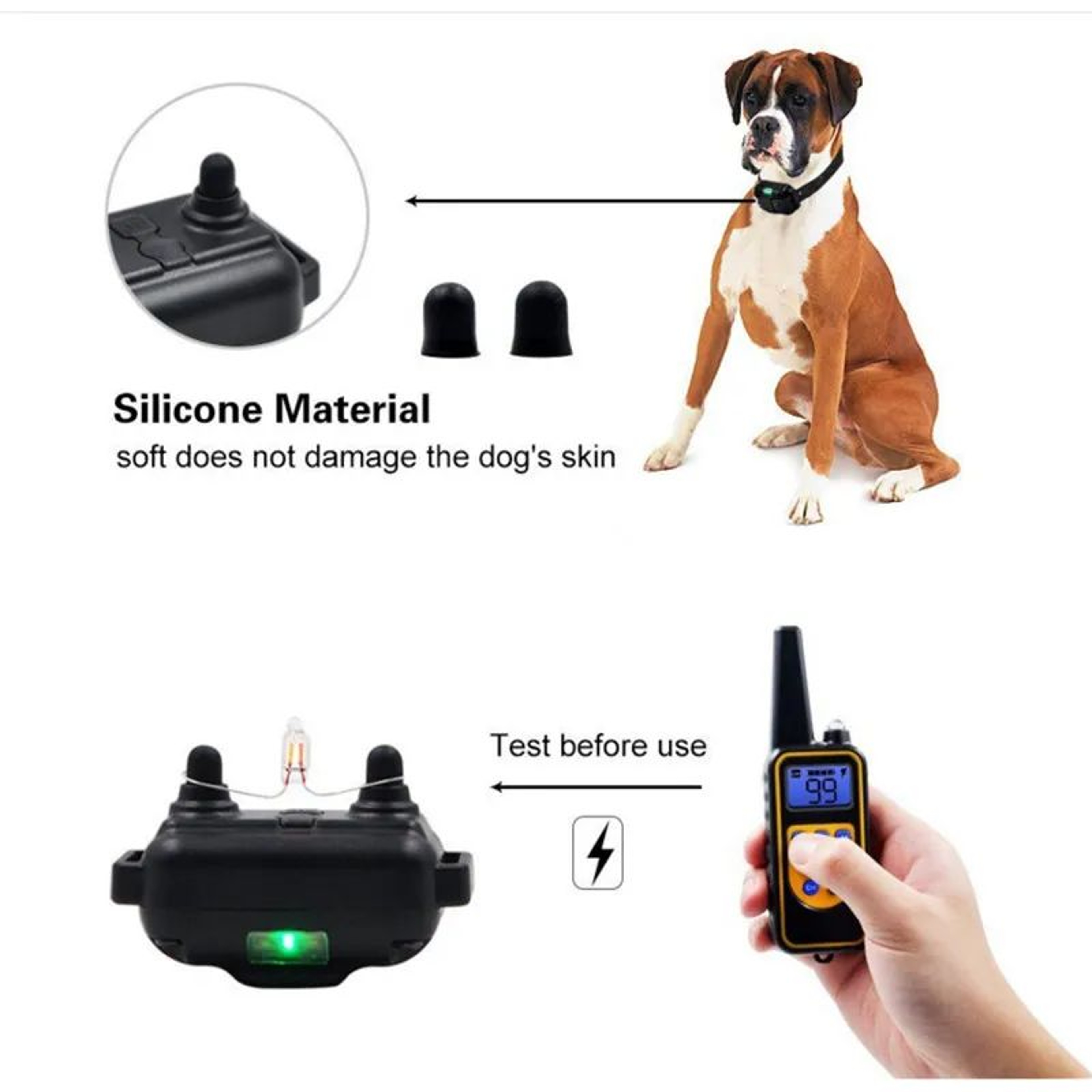 2625 FT Waterproof Dog Training Collar  Rechargeable Remote Sound Vibration Shock Trainer With LCD  2
