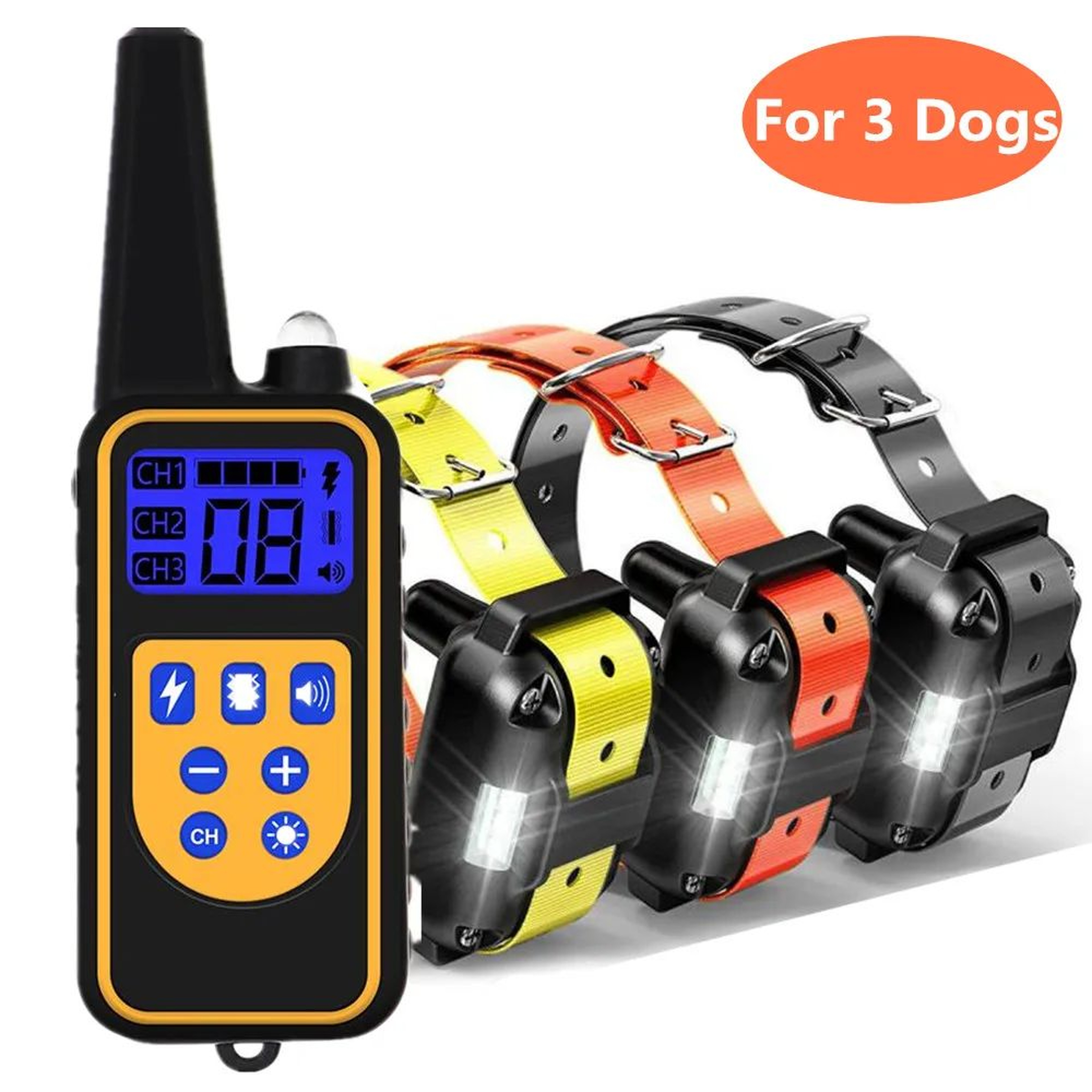 2625 FT Waterproof Dog Training Collar  Rechargeable Remote Sound Vibration Shock Trainer With LCD  8