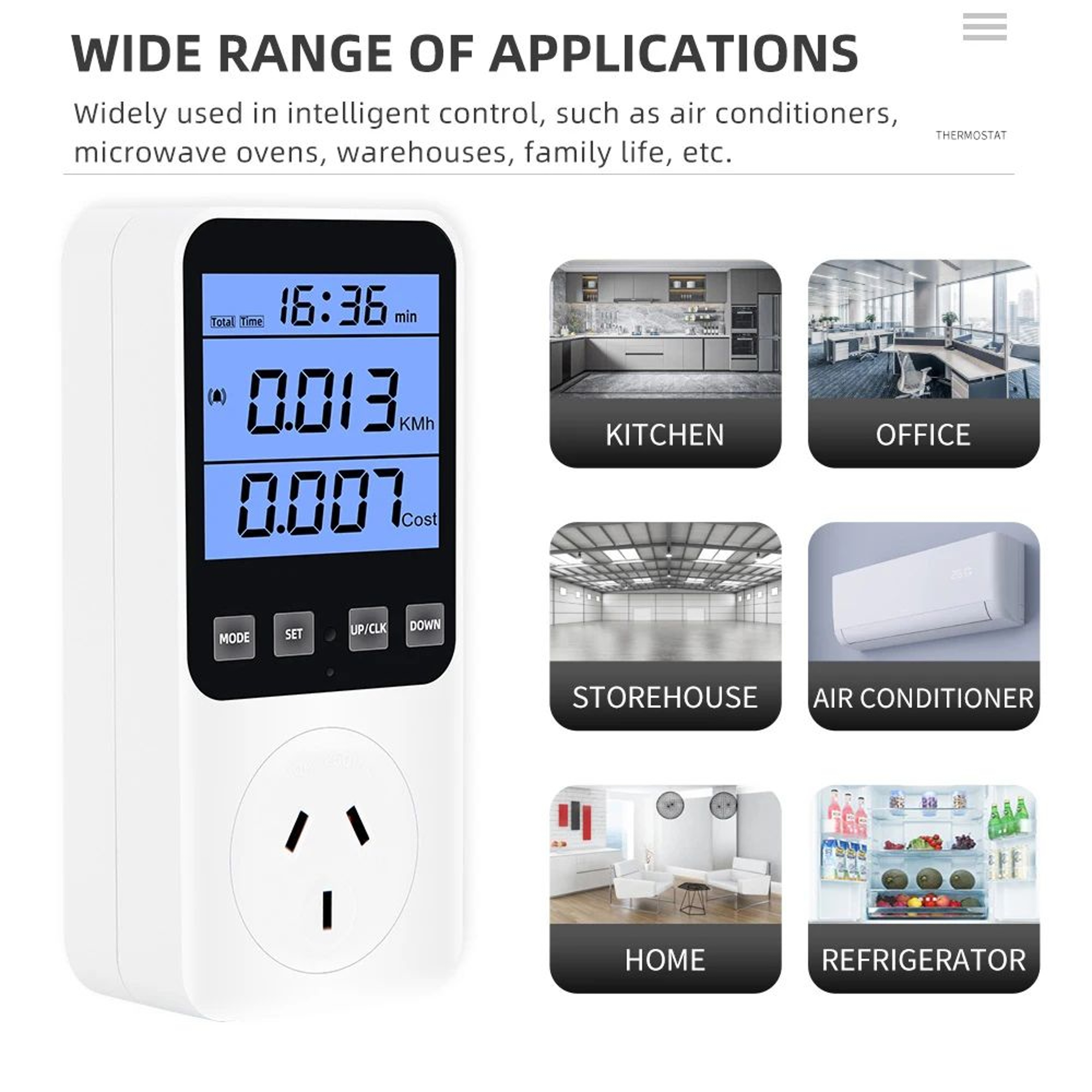 Digital Power Energy Meter  120V 15A LCD Wattmeter Socket Analyzer With KWh Voltage Current  Cost M 2