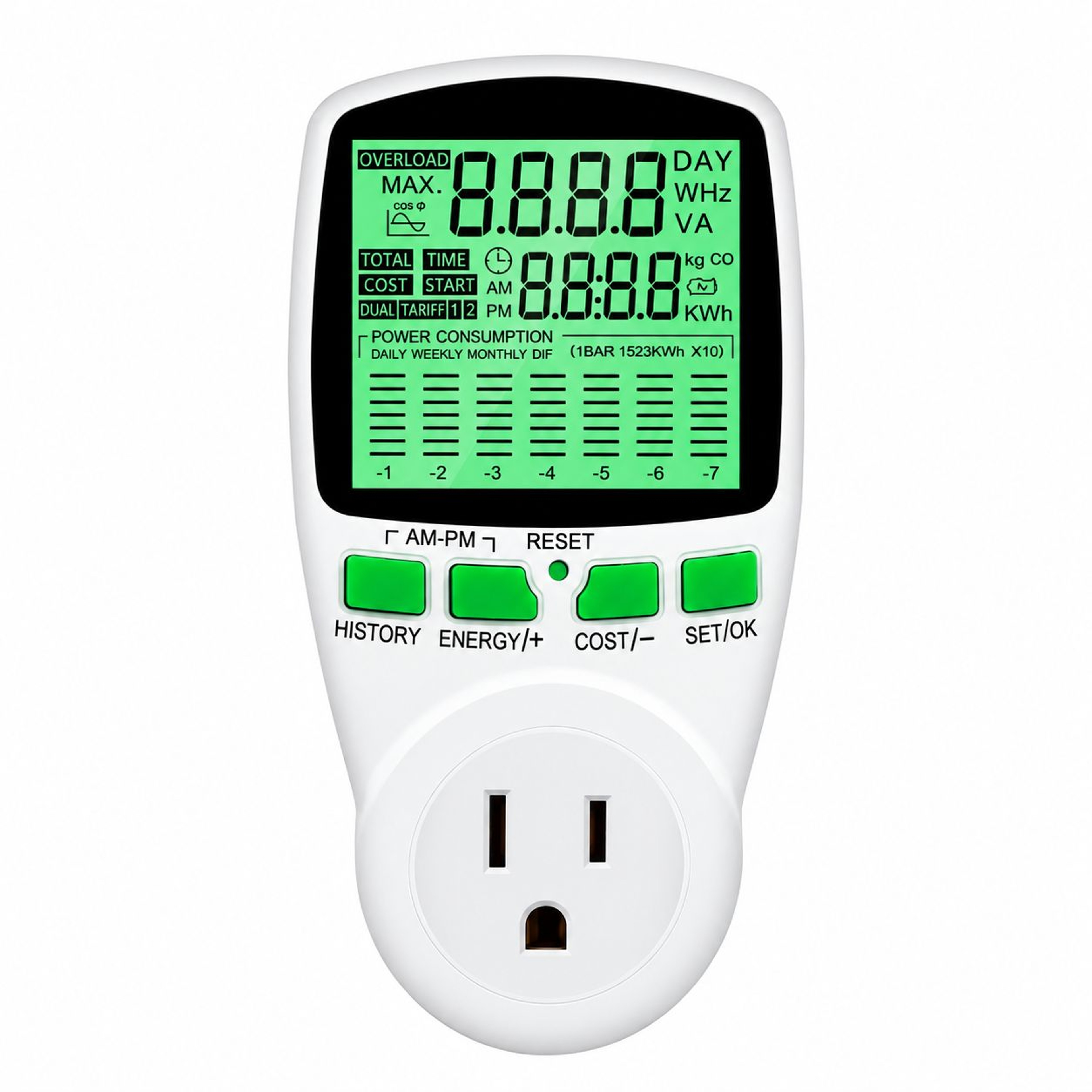 Digital LCD Electricity Usage Meter  120V 15A Watt KWh Voltage Current Cost Power Analyzer Monitor  0