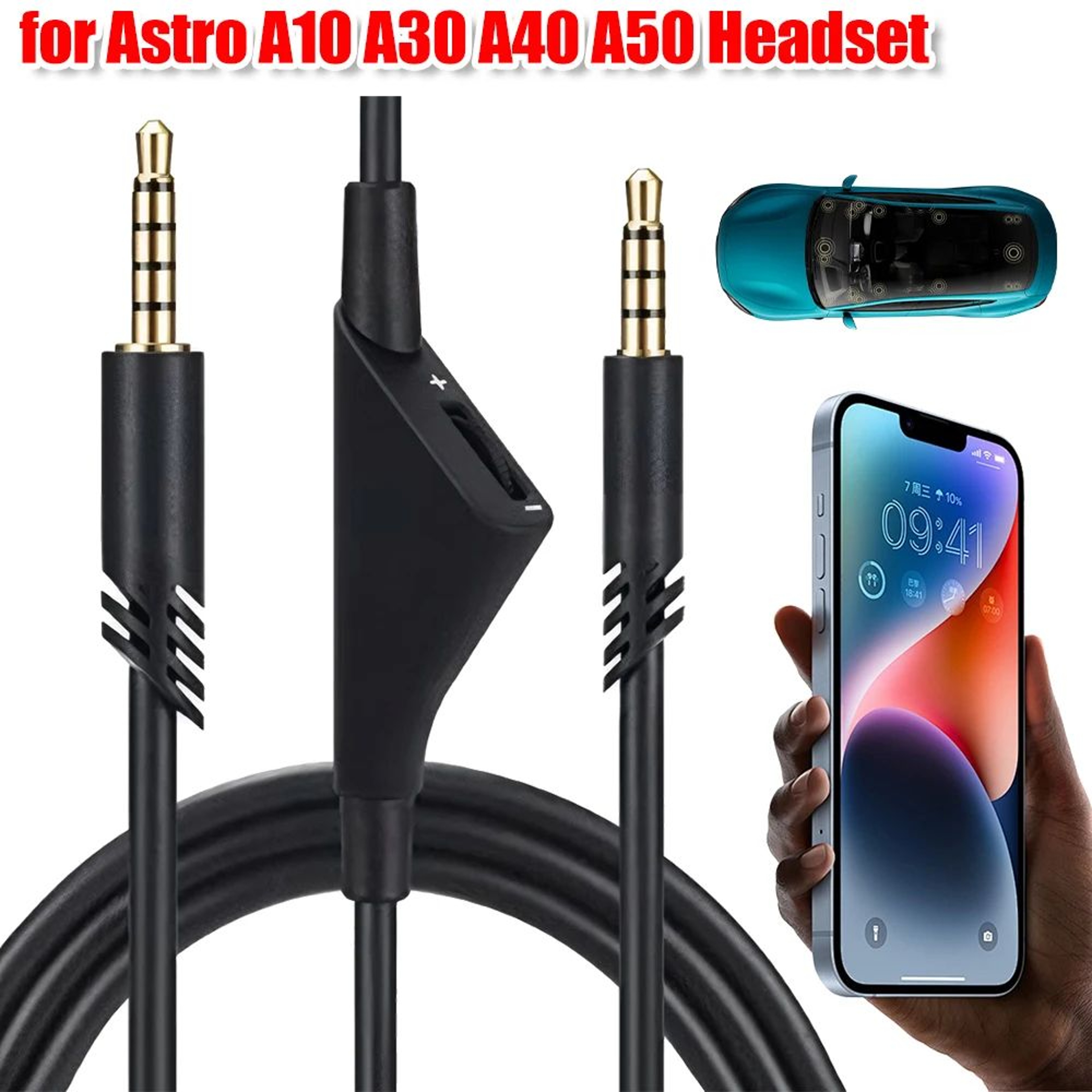 65 Ft Gaming Headset Audio Cable  35mm Replacement Cord With Volume Control For A10 A30 A40 A50 PC  1