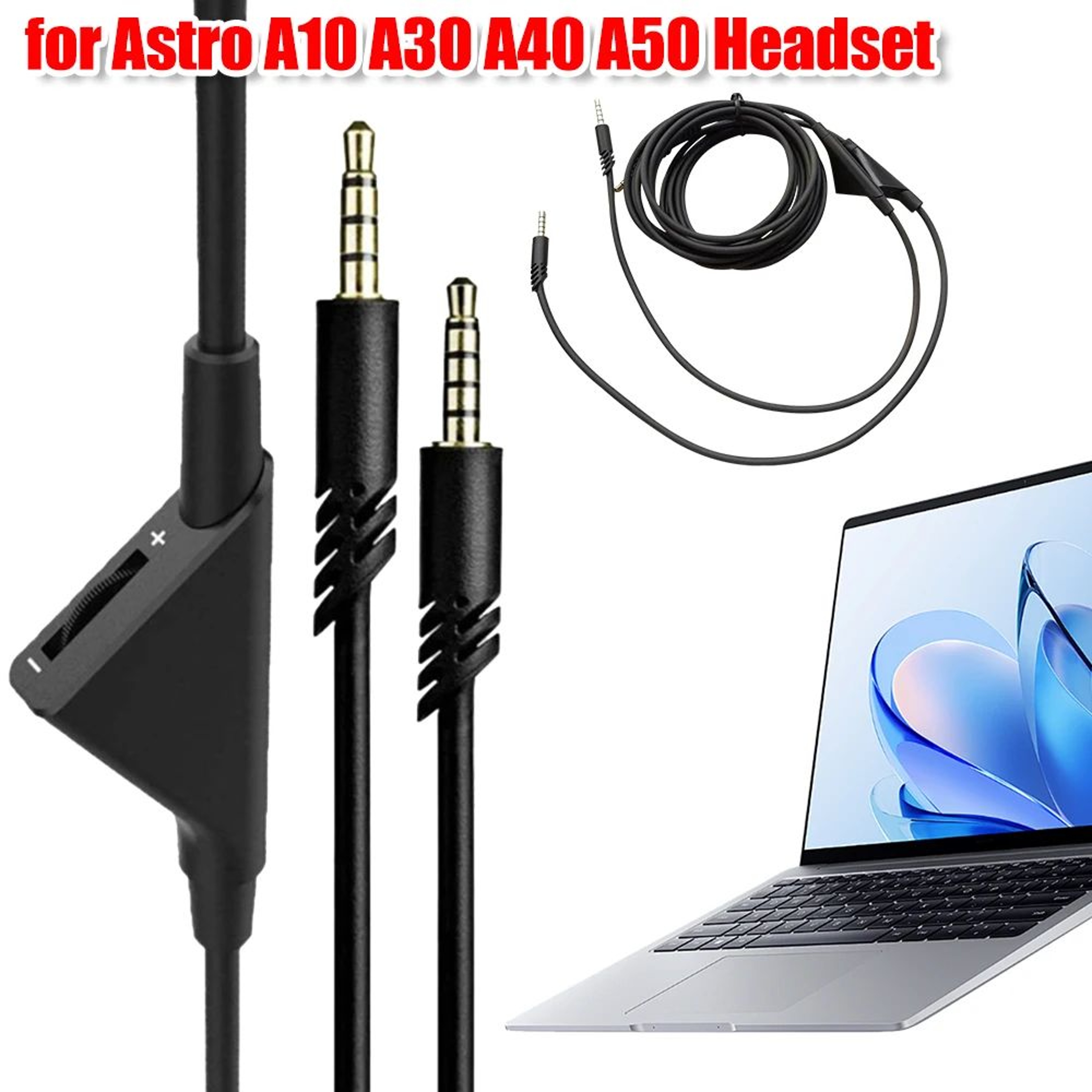 65 Ft Gaming Headset Audio Cable  35mm Replacement Cord With Volume Control For A10 A30 A40 A50 PC  0