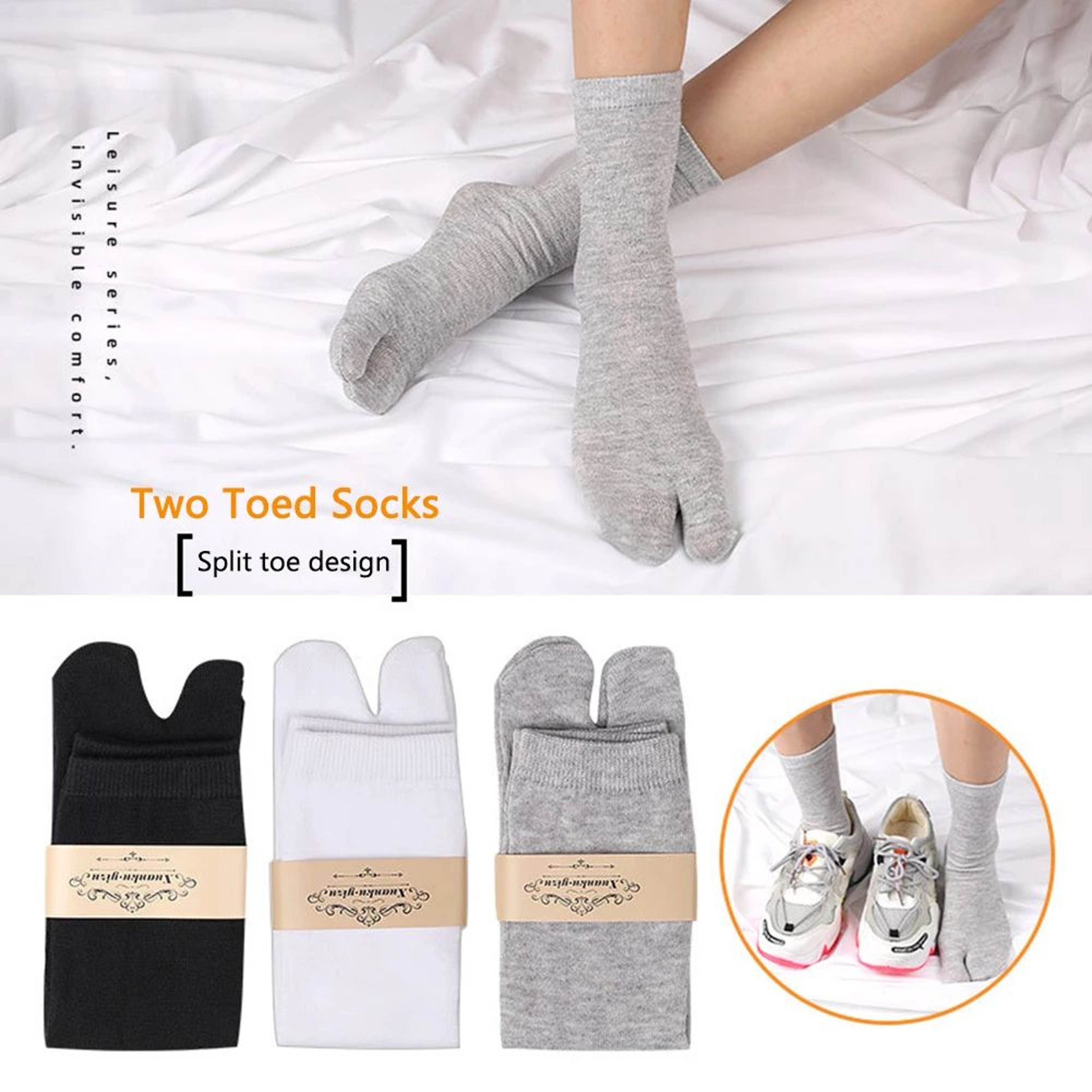 Japanese Split Toe Socks  Unisex Tabi TwoToe Socks For Flip Flops Sandals Kimono  Daily Wear 15 Pai 1
