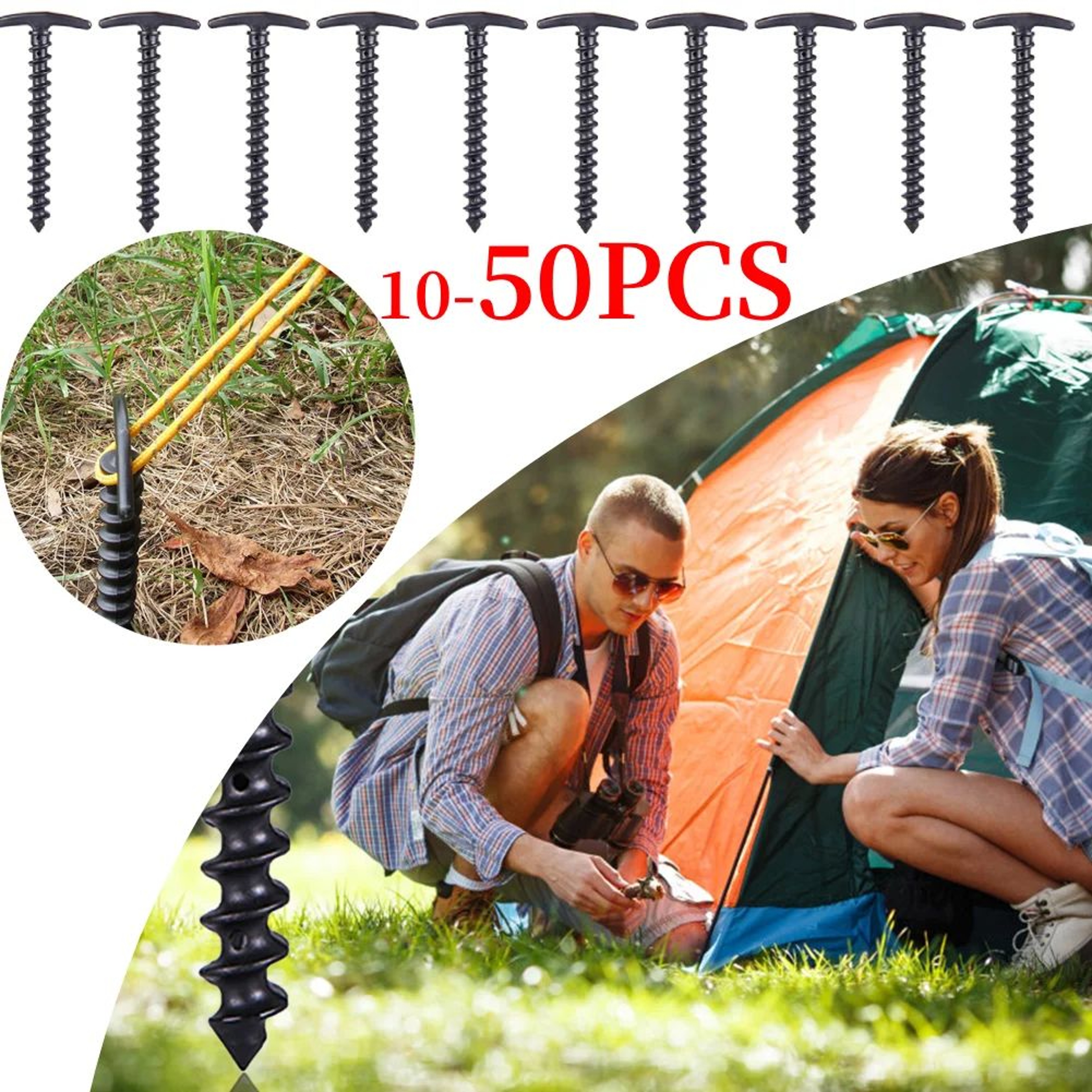 Plastic Spiral Tent Stakes  57 In Windproof Ground Anchor Screw Pegs For Camping Hiking Canopy Outd 2