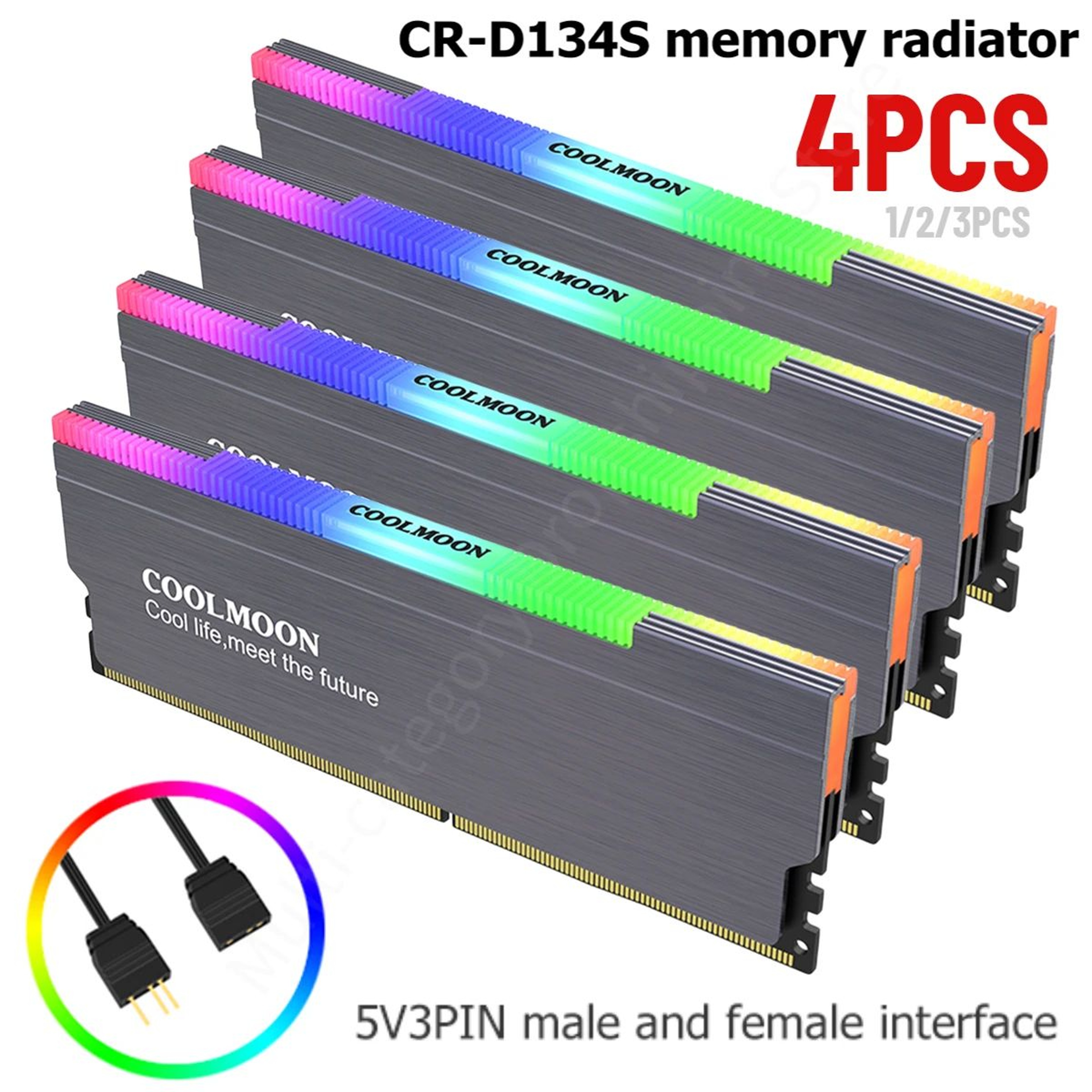 ARGB RAM Heatsink  5V 3Pin Addressable RGB Memory Cooling Radiator Aluminum Heat Sink For DDR3 DDR4 0